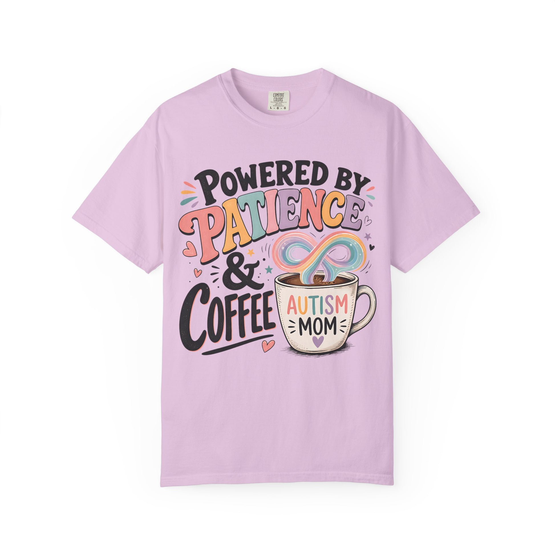 Autism Mom T-Shirt — "Powered by Patience &amp; Coffee" Graphic Tee image