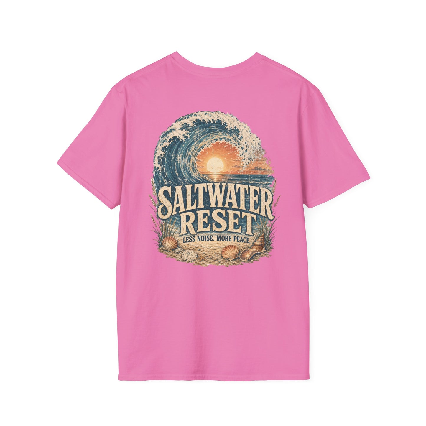 "Saltwater Reset" Retro Ocean Barrel Wave Sunset Graphic T-Shirt