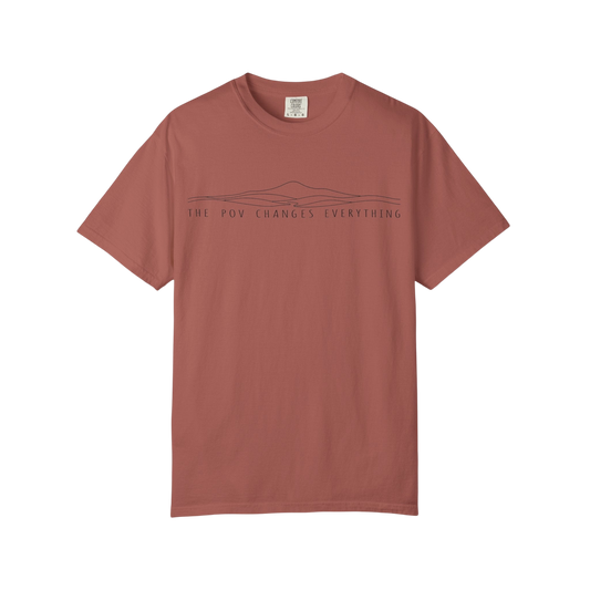 "The Pov Changes Everything" T-shirt — Minimal Mountain Line Art- Knowing You're Autistic