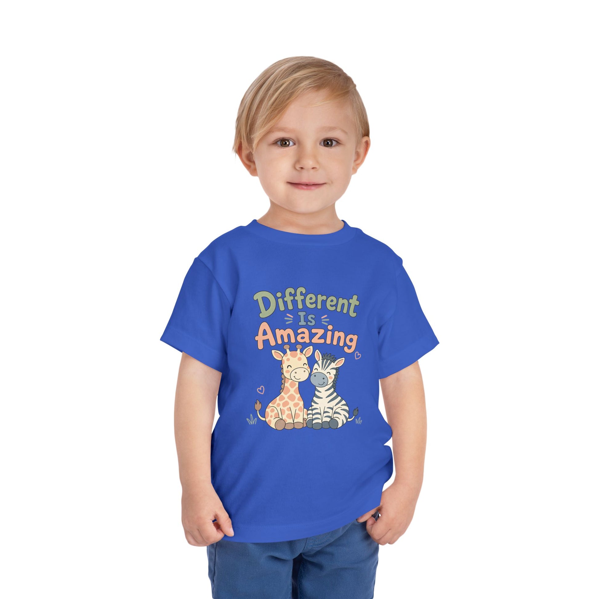 Toddler Tee — "Different Is Amazing" Giraffe &amp; Zebra Diversity Kids Shirt image 30