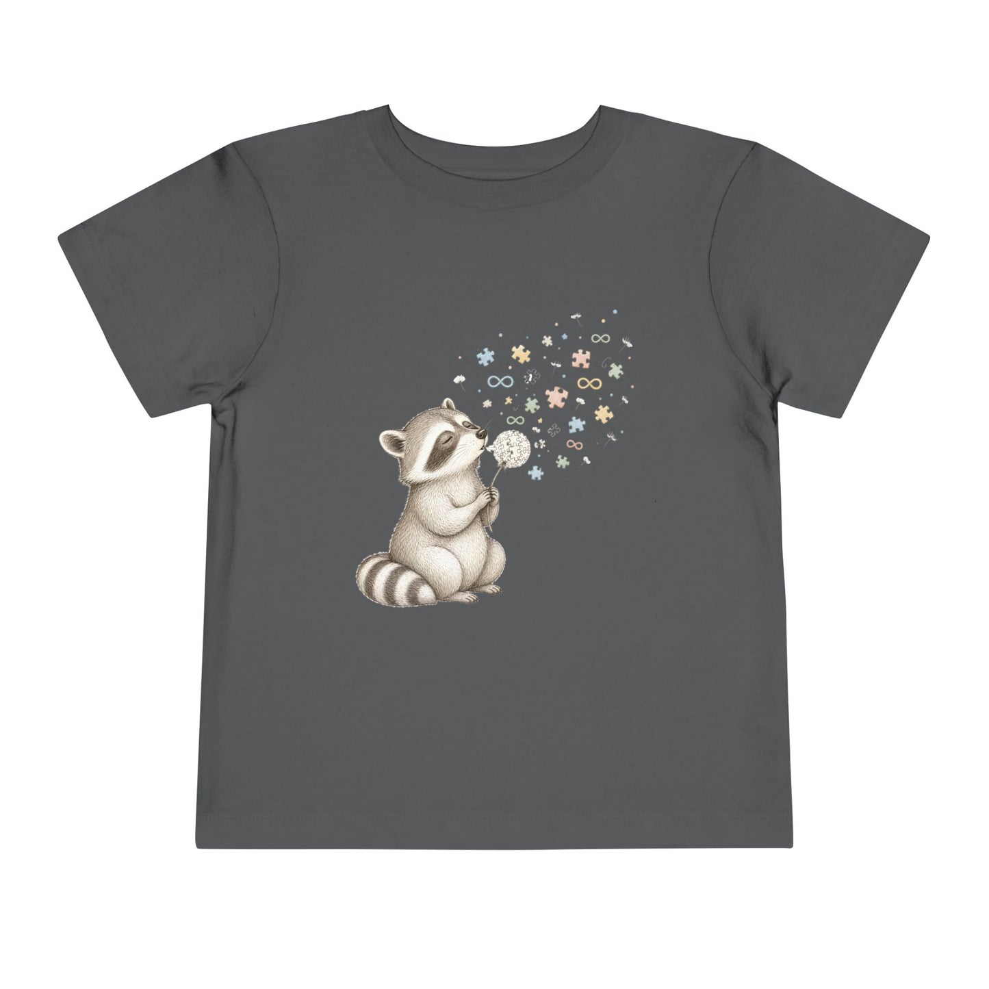 Toddler Tee — Cute Raccoon Blowing Bubbles Graphic Shirt for Kids - Asphalt, 4T image