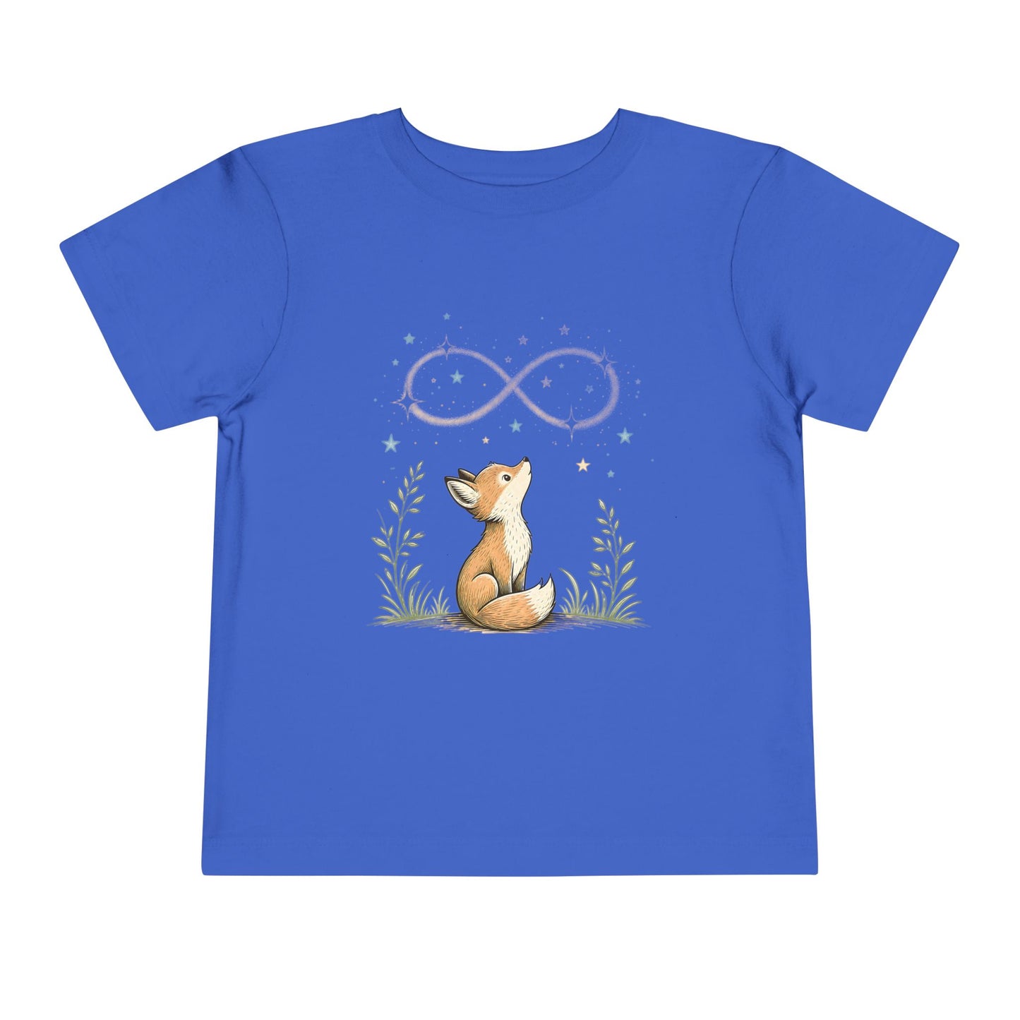 Toddler Tee — Little Fox Gazing at Stars Infinity Design - True Royal, 3T image