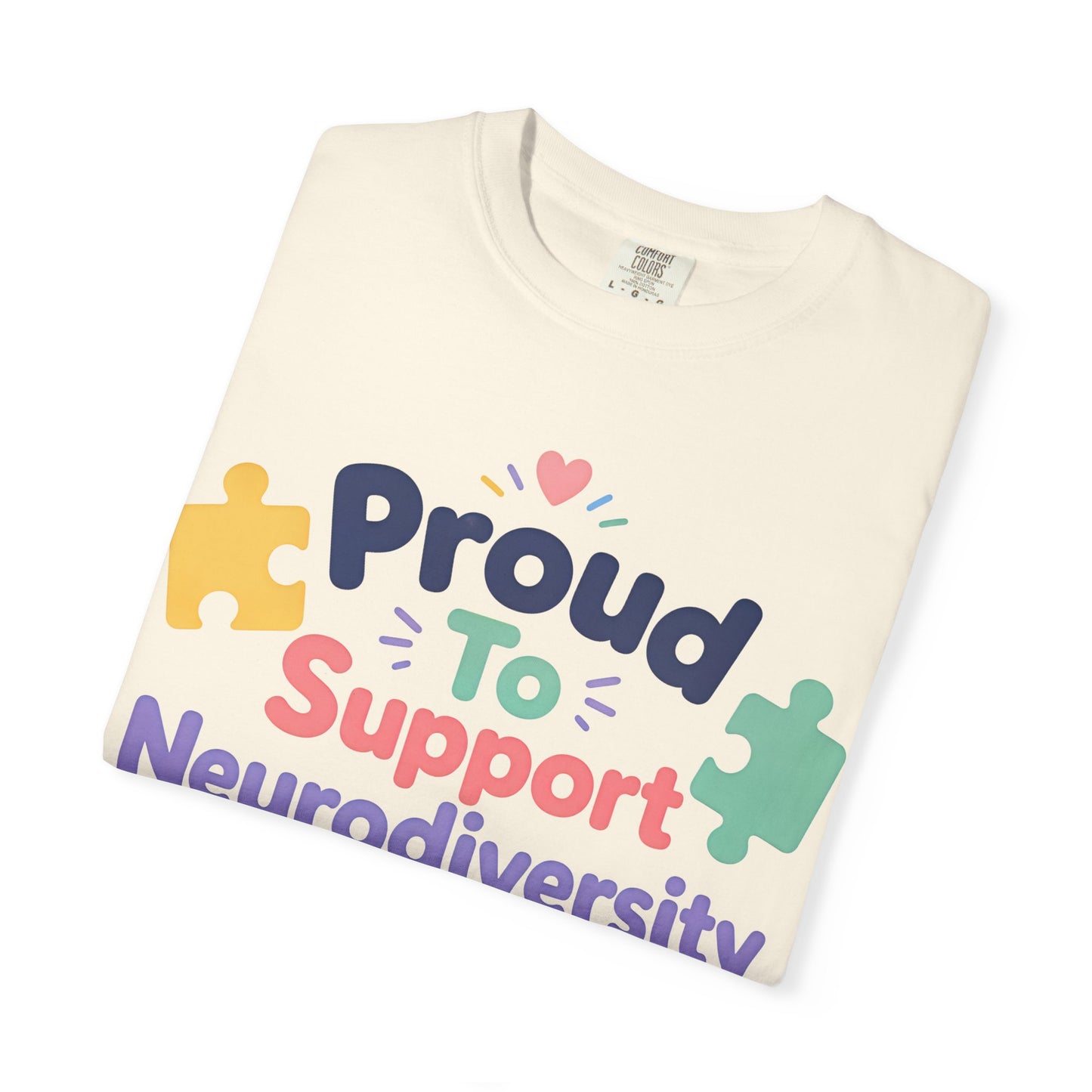 Proud to Support Neurodiversity T-Shirt — Colorful Puzzle Piece Awareness Tee image 5