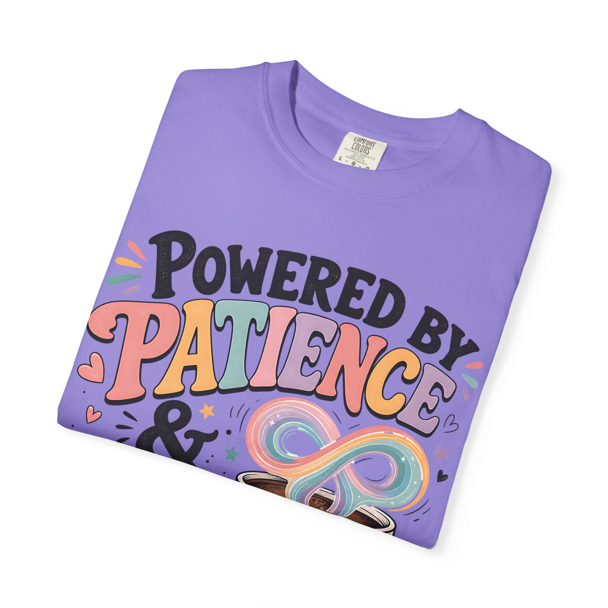 Autism Mom T-Shirt — "Powered by Patience &amp; Coffee" Graphic Tee image 34