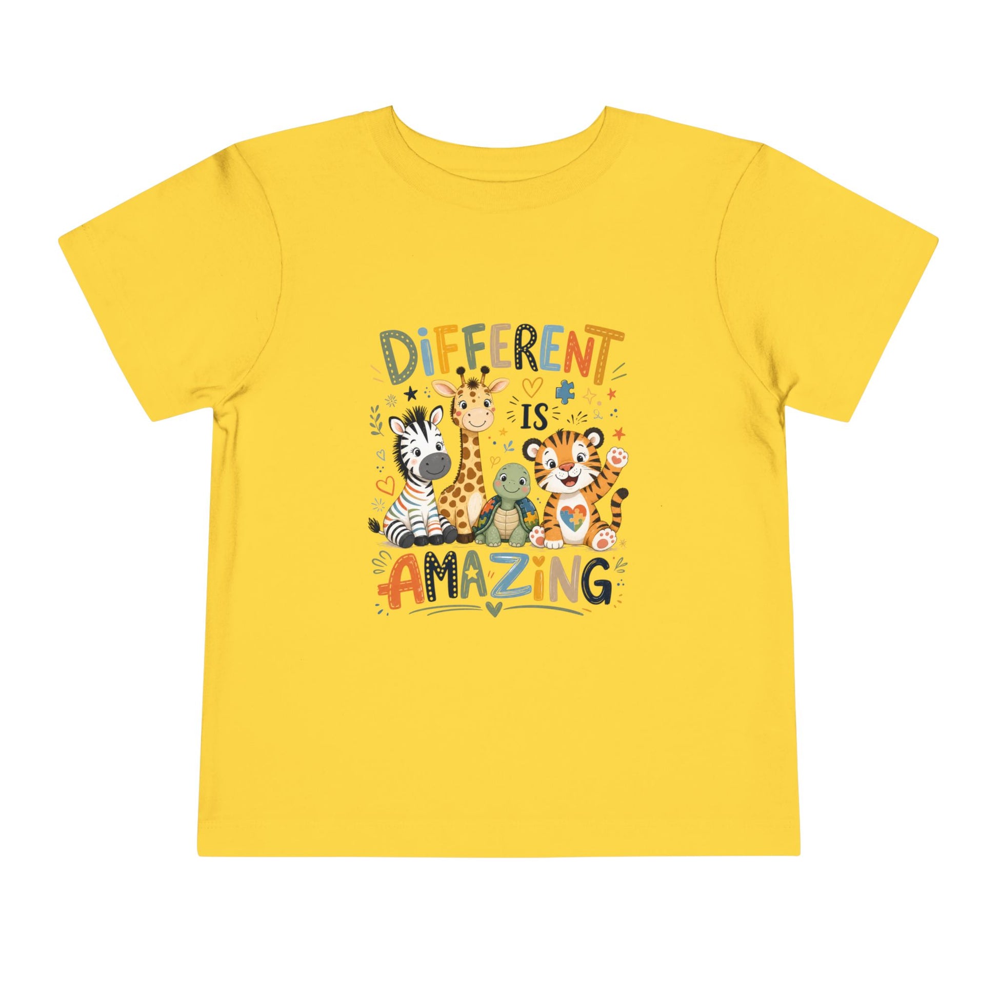 Different Is Amazing Toddler Shirt — Autism Awareness Kids Tee - Yellow, 5T image