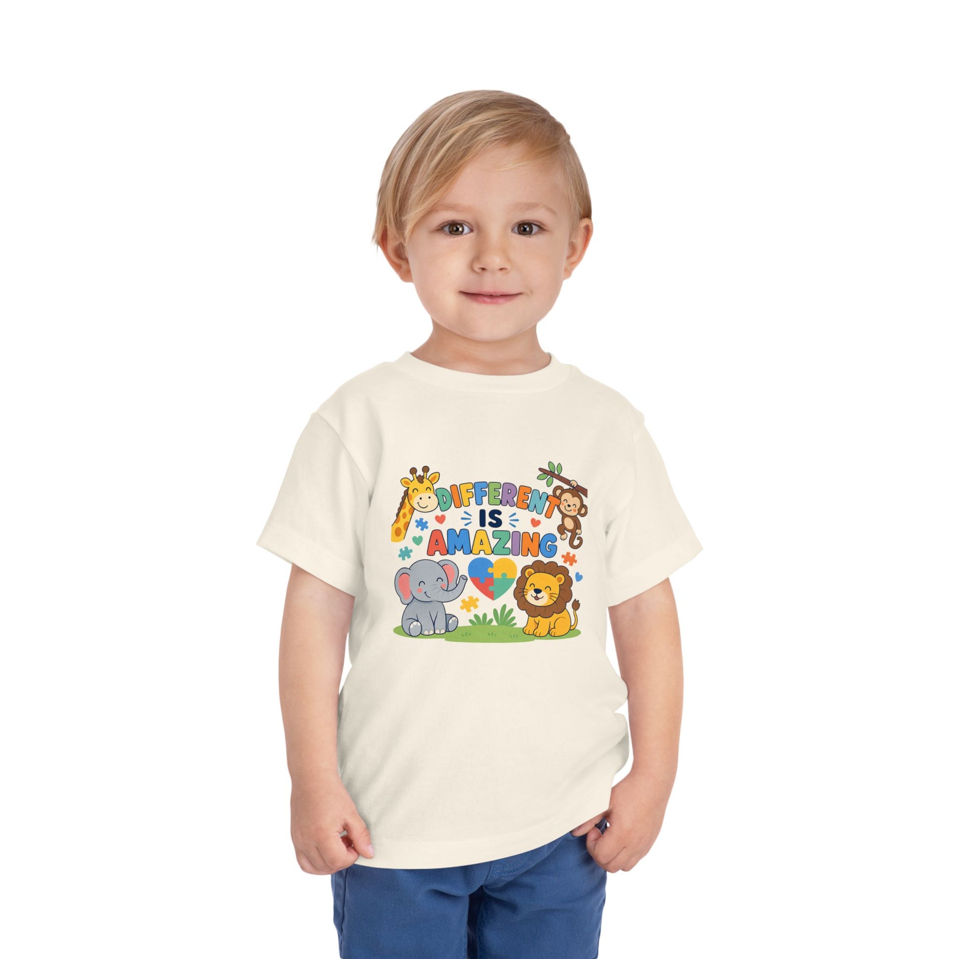 Toddler Tee — "Different Is Amazing" Jungle Animals Graphic image 1