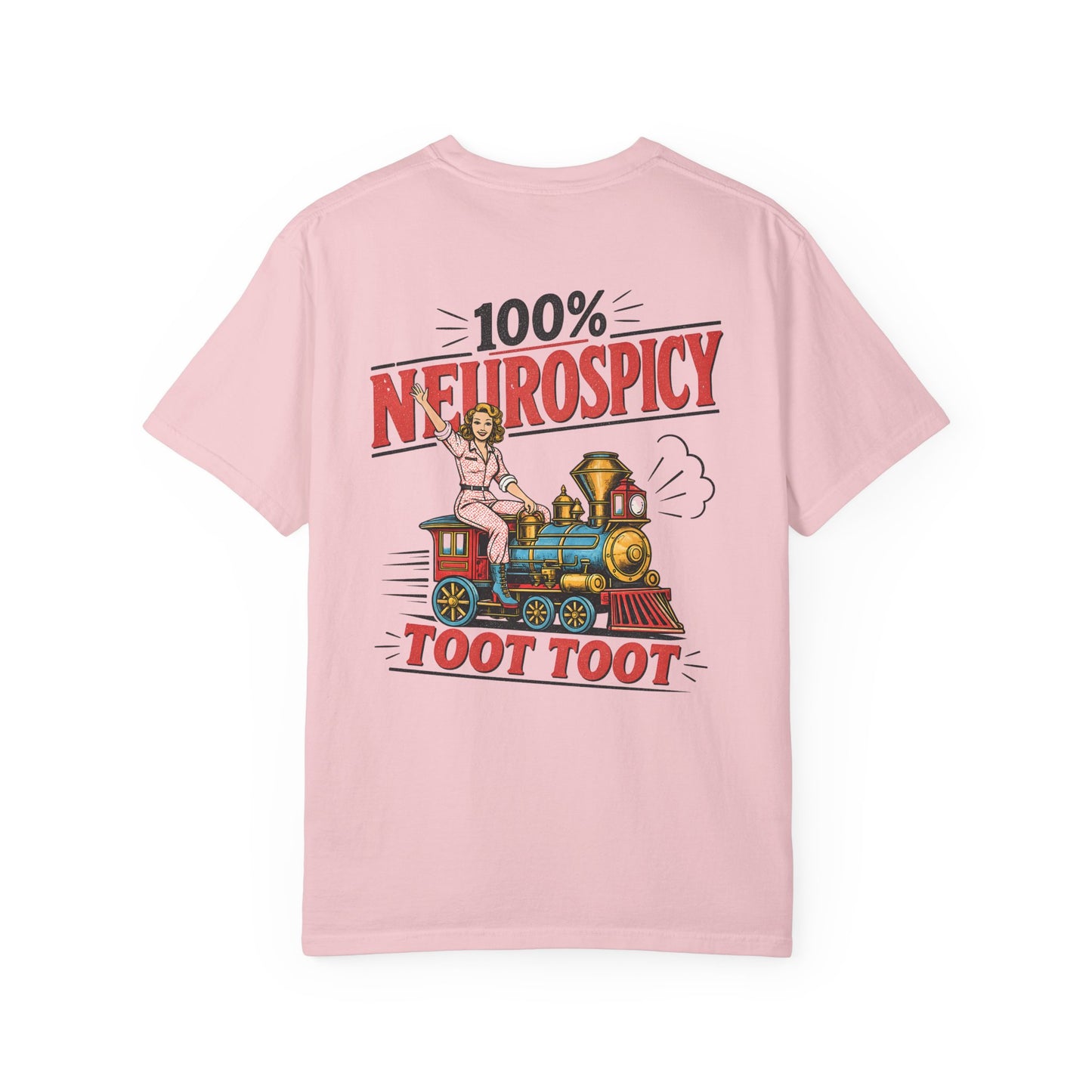 100% Neurospicy T-Shirt — Vintage Train 'Toot Toot' Graphic Tee BACK PRINT