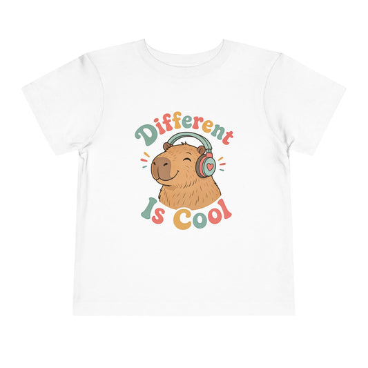 Toddler Tee — 'Different Is Cool' Capybara Graphic Kids Shirt image 0