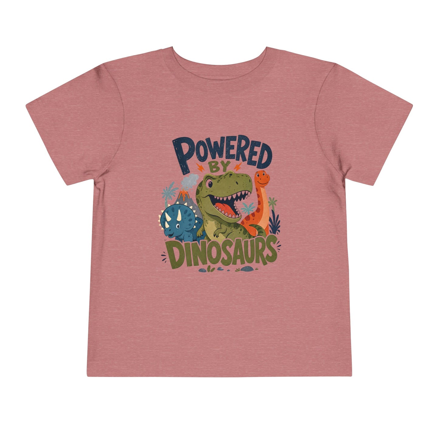 Powered by Dinosaurs Toddler Tee — Cute Dino Graphic Shirt for Kids - Heather Mauve, 3T image