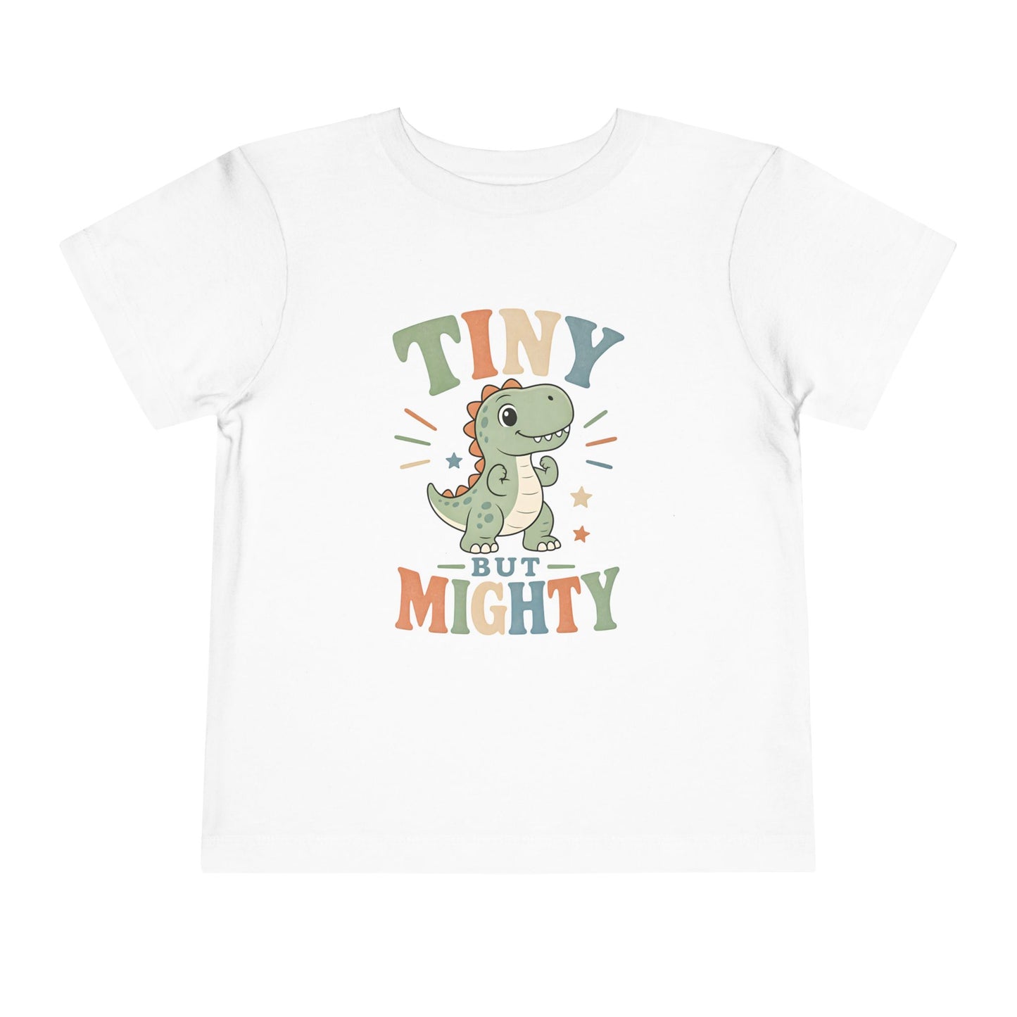 Tiny But Mighty Toddler Tee — Cute Dino Graphic Shirt for Kids - White, 2T image