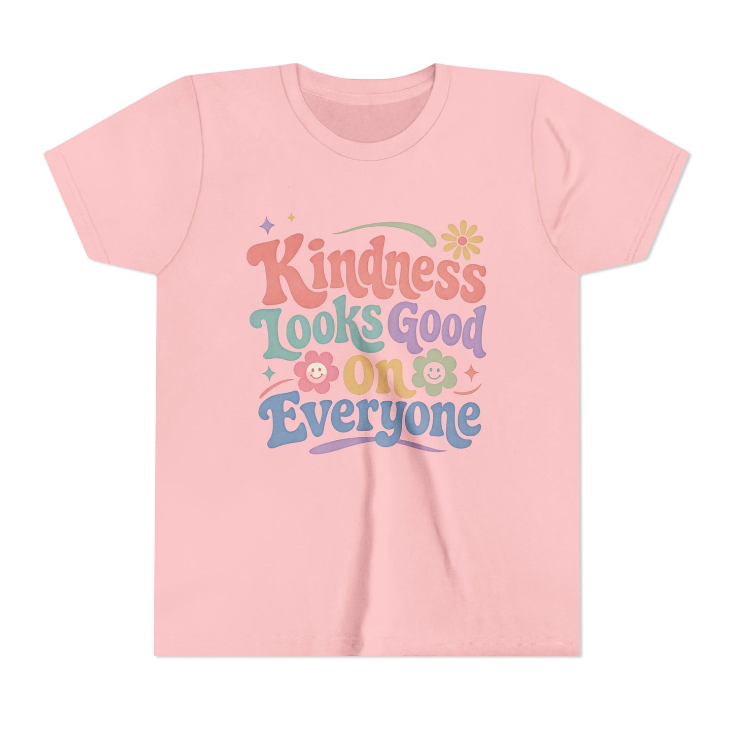 Youth Tee — "Kindness Looks Good On Everyone" Retro Floral Kids T-Shirt