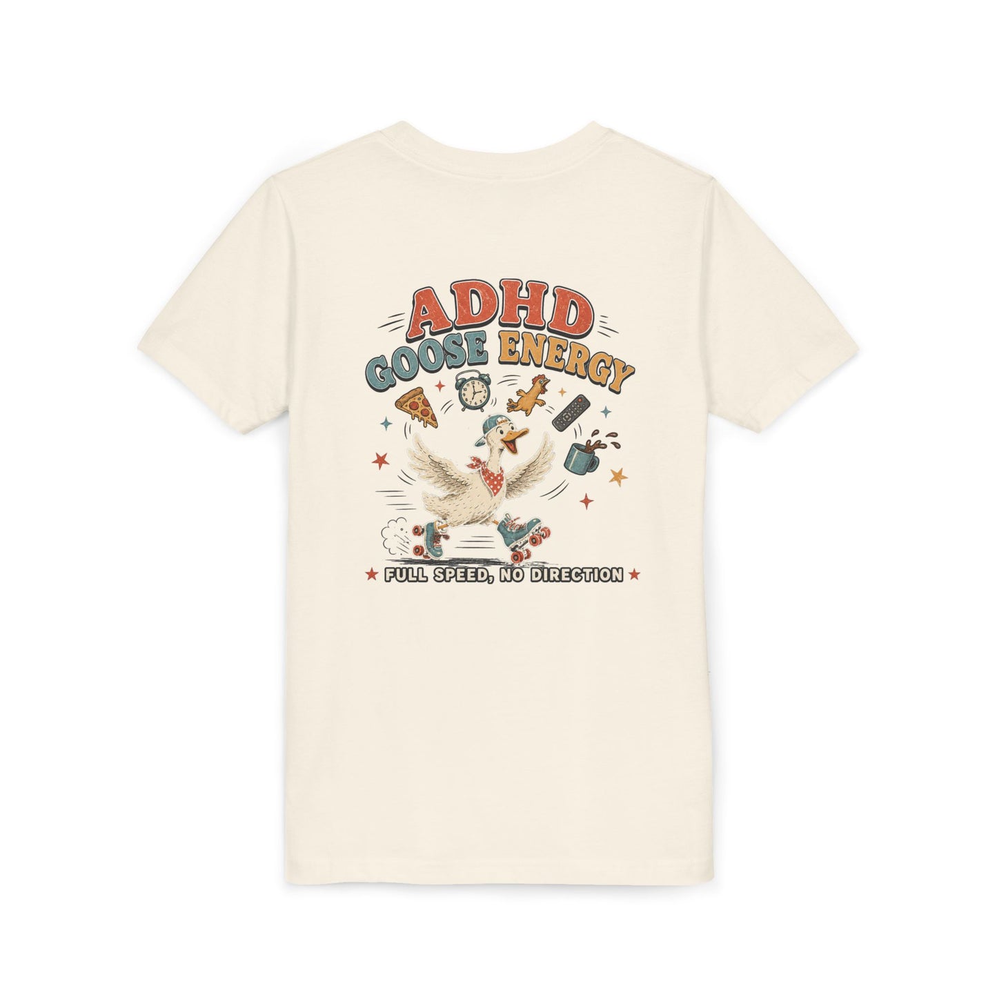 ADHD Silly Goose Energy Youth Tee — 'Full Speed, No Direction' Graphic Kids T‑Shirt BACK PRINT