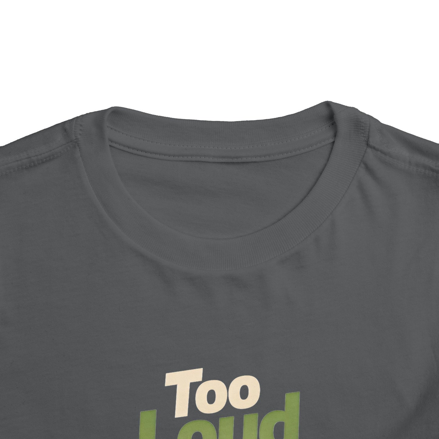 Toddler Tee — 'Too Loud' Headphone T-Rex Graphic Shirt