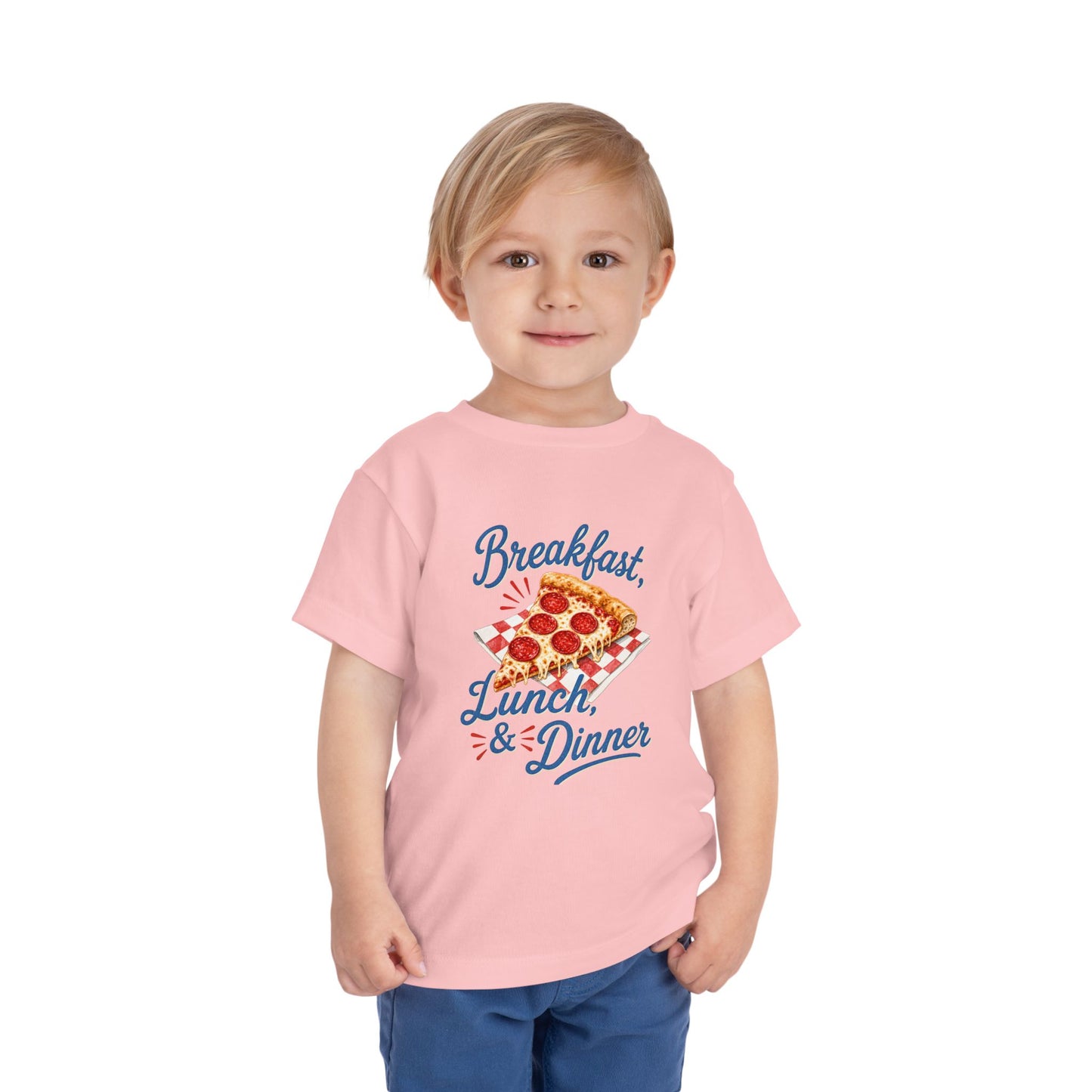 "Breakfast, Lunch & Dinner" Pizza Graphic Toddler Tee