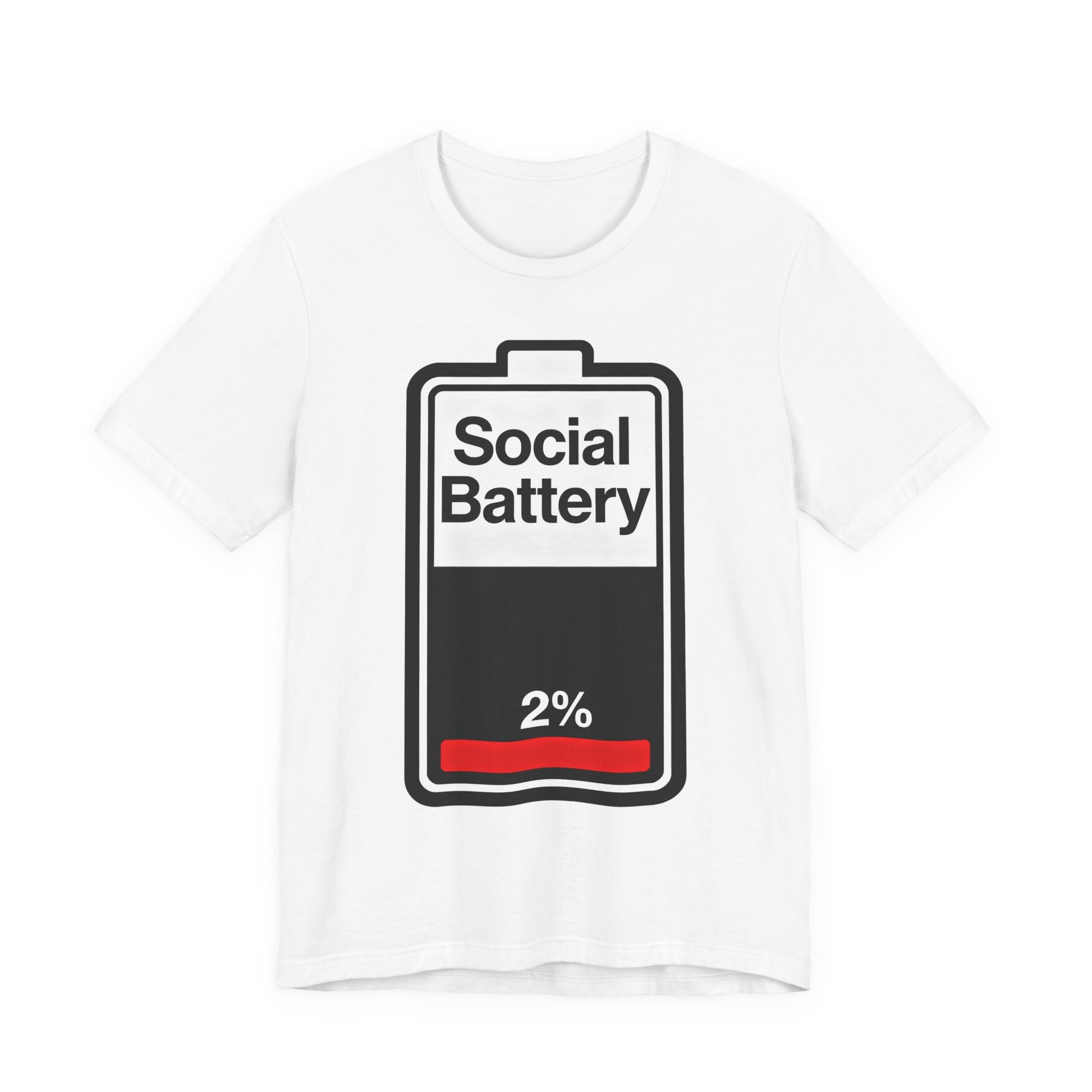 Social Battery 2% T-Shirt — Funny Introvert Low Energy Tee image