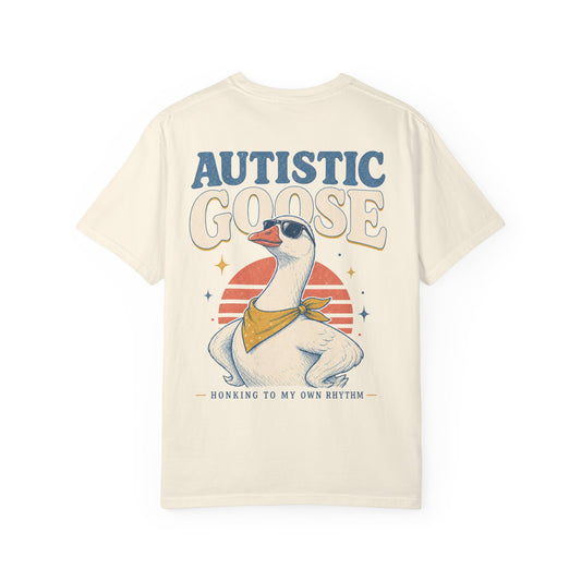 Autistic Silly Goose T-Shirt —BACK PRINT- Retro Silly Goose Design, “Working to My Own Rhythm” Autism Pride Tee