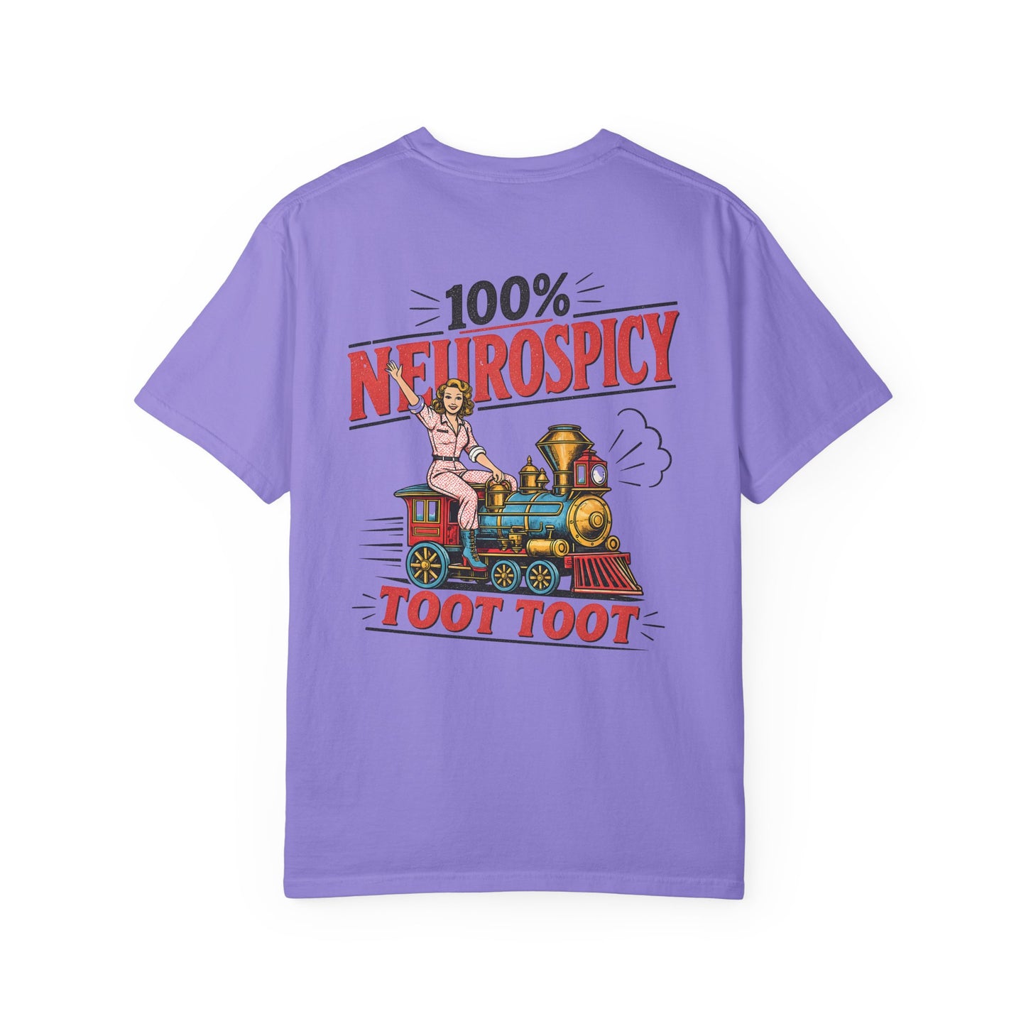 100% Neurospicy T-Shirt — Vintage Train 'Toot Toot' Graphic Tee BACK PRINT