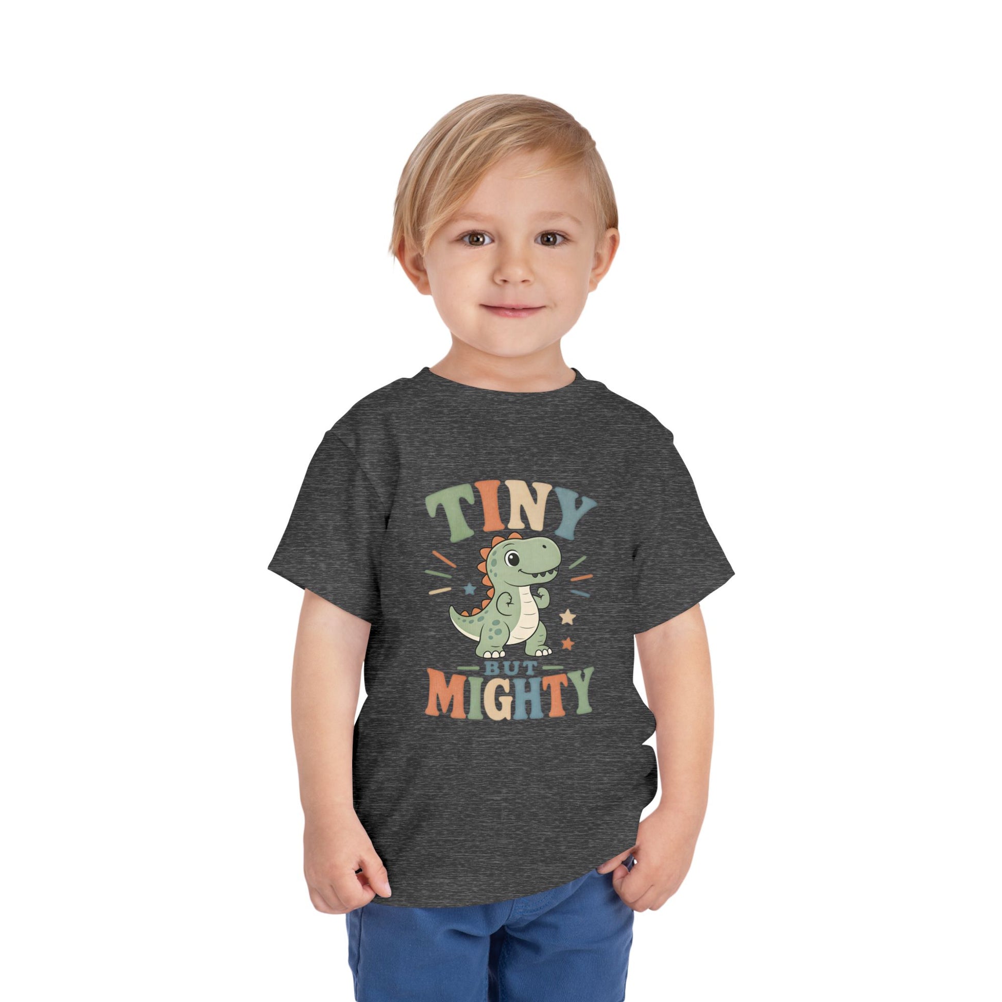 Tiny But Mighty Toddler Tee — Cute Dino Graphic Shirt for Kids image 3