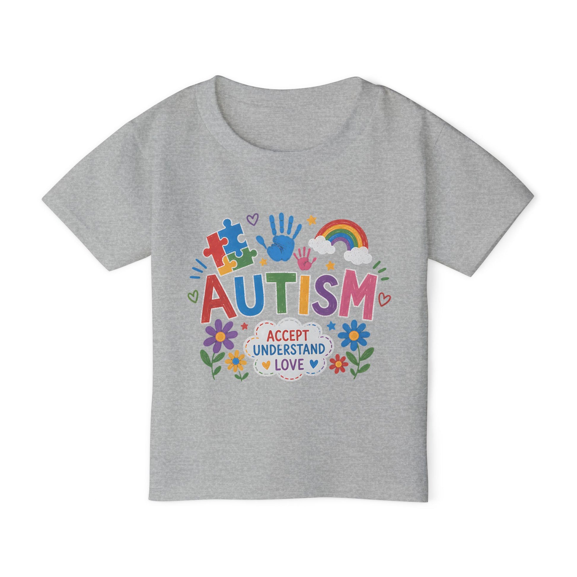 Toddler T-Shirt - Colorful "Autism: Accept Understand Love" Awareness Tee-Shirt - Sport Grey, 2T image