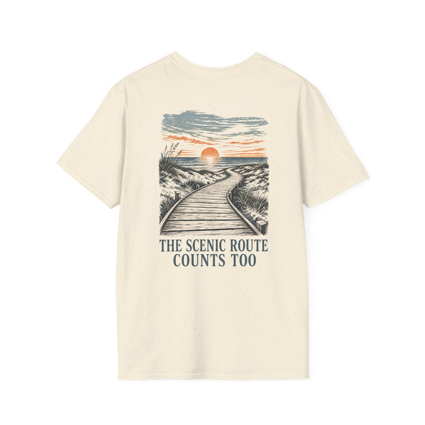 "The Scenic Route Counts Too" Vintage Boardwalk Graphic Tee
