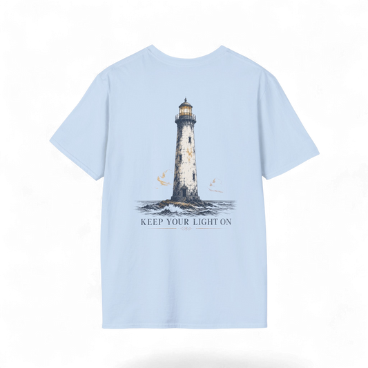 "Keep Your Light On" Vintage Lighthouse Graphic Tee