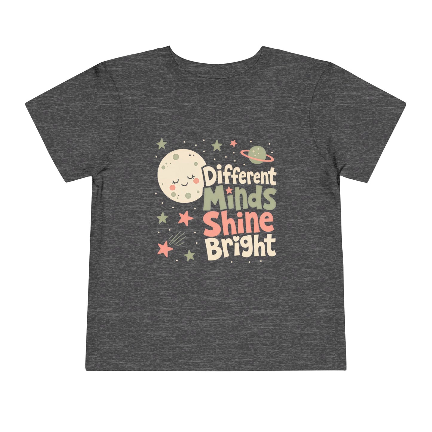 Toddler Tee — "Different Minds Shine Bright" Space Autism Awareness Shirt - Dark Heather Grey, 5T image