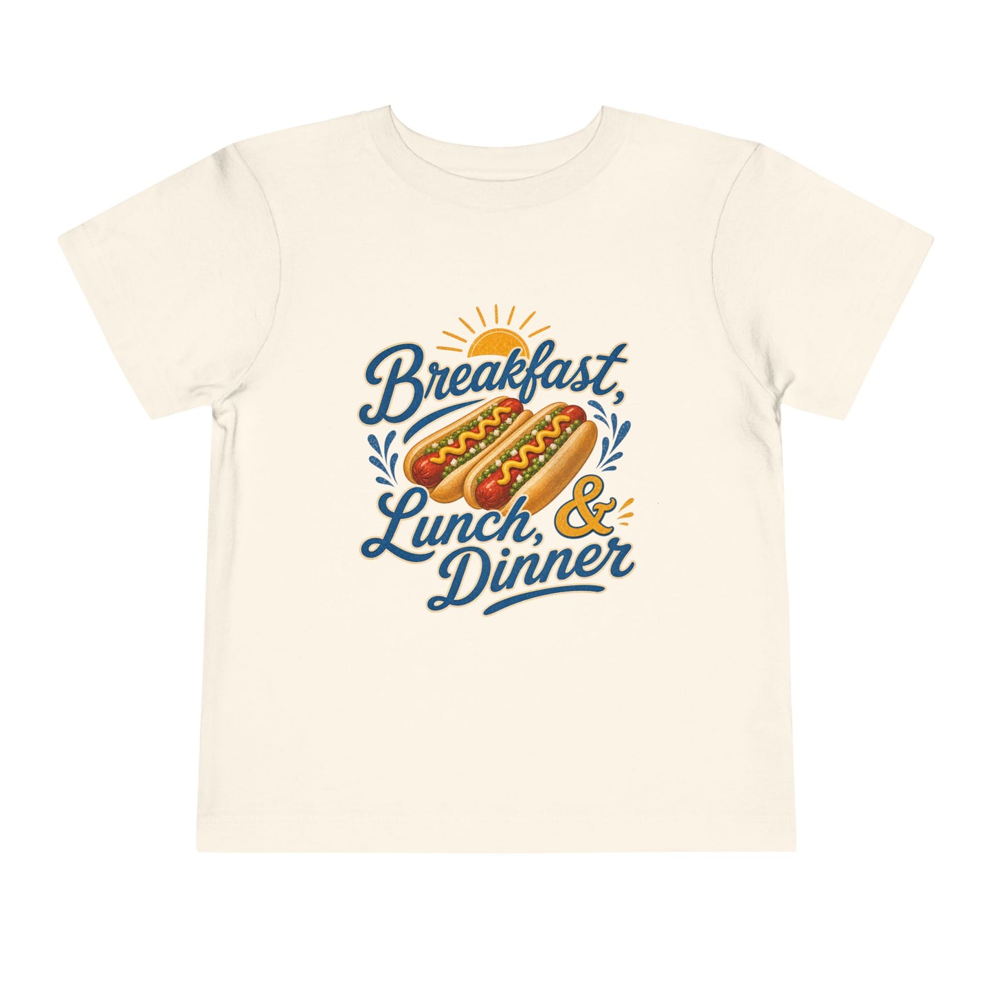 "Breakfast, Lunch & Dinner" Hot Dog Kids T‑Shirt Toddler Tee —