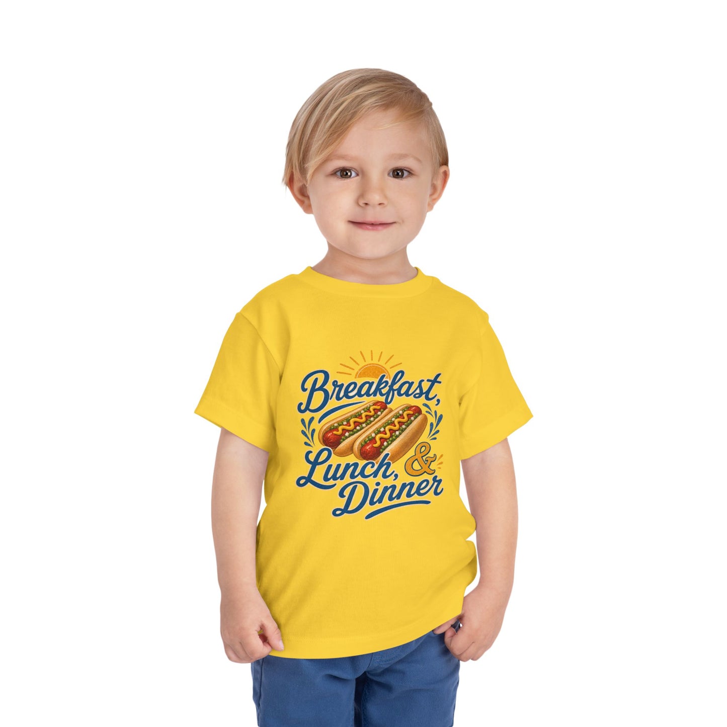 "Breakfast, Lunch & Dinner" Hot Dog Kids T‑Shirt Toddler Tee —