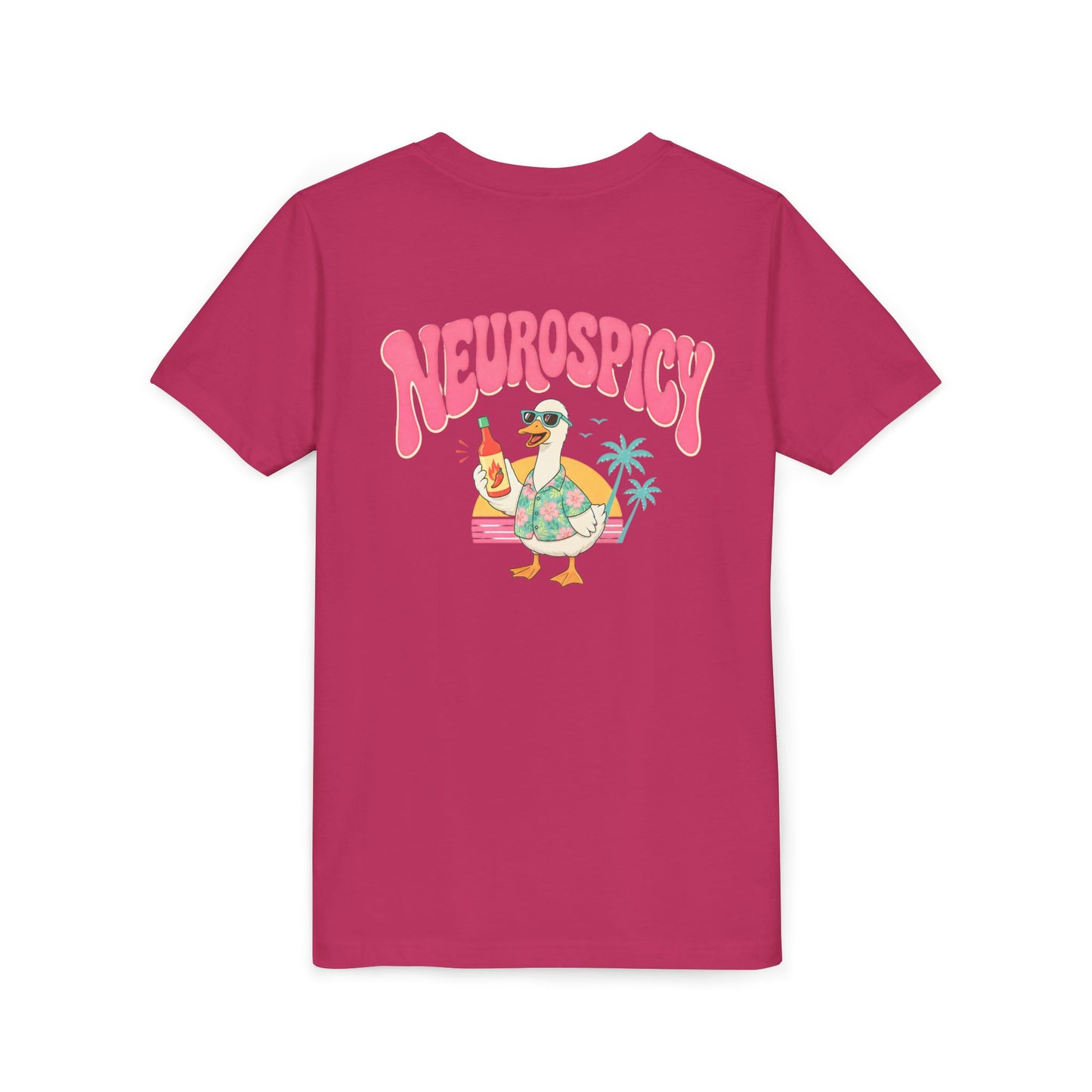 Neurospicy Silly Goose Youth Tee — Cute Tropical Graphic Kids T‑Shirt BACK PRINT