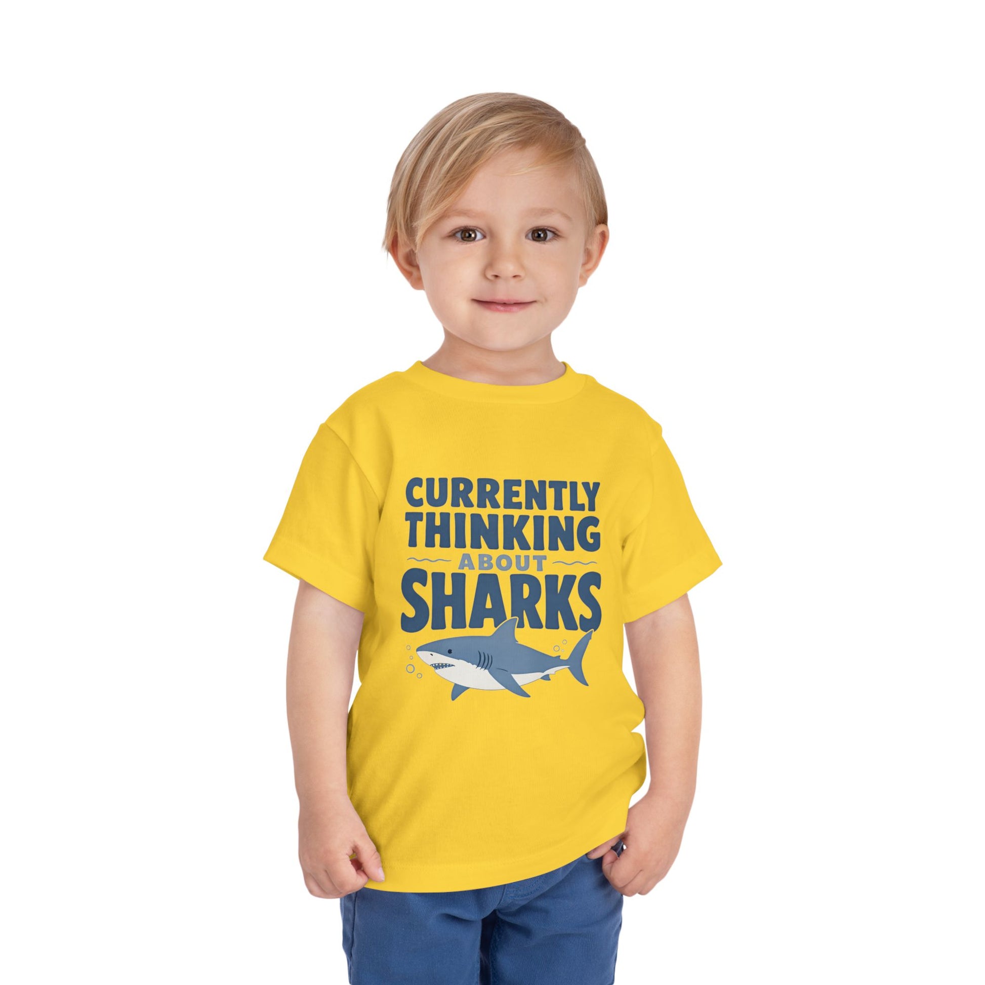 Toddler Tee - "Currently Thinking About Sharks" Cute Shark Graphic Shirt for Kids image 14