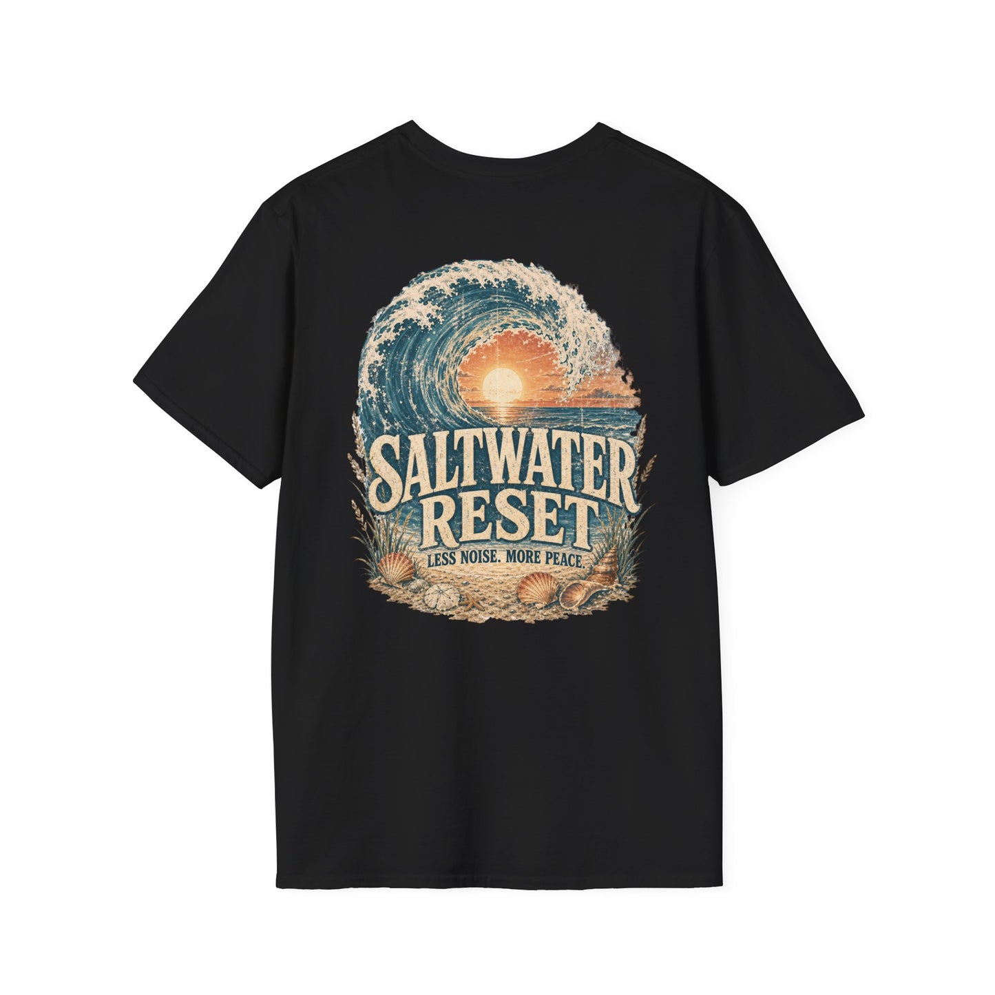 "Saltwater Reset" Retro Ocean Barrel Wave Sunset Graphic T-Shirt