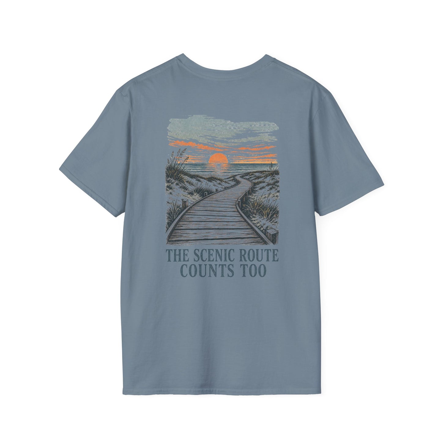 "The Scenic Route Counts Too" Vintage Boardwalk Graphic Tee