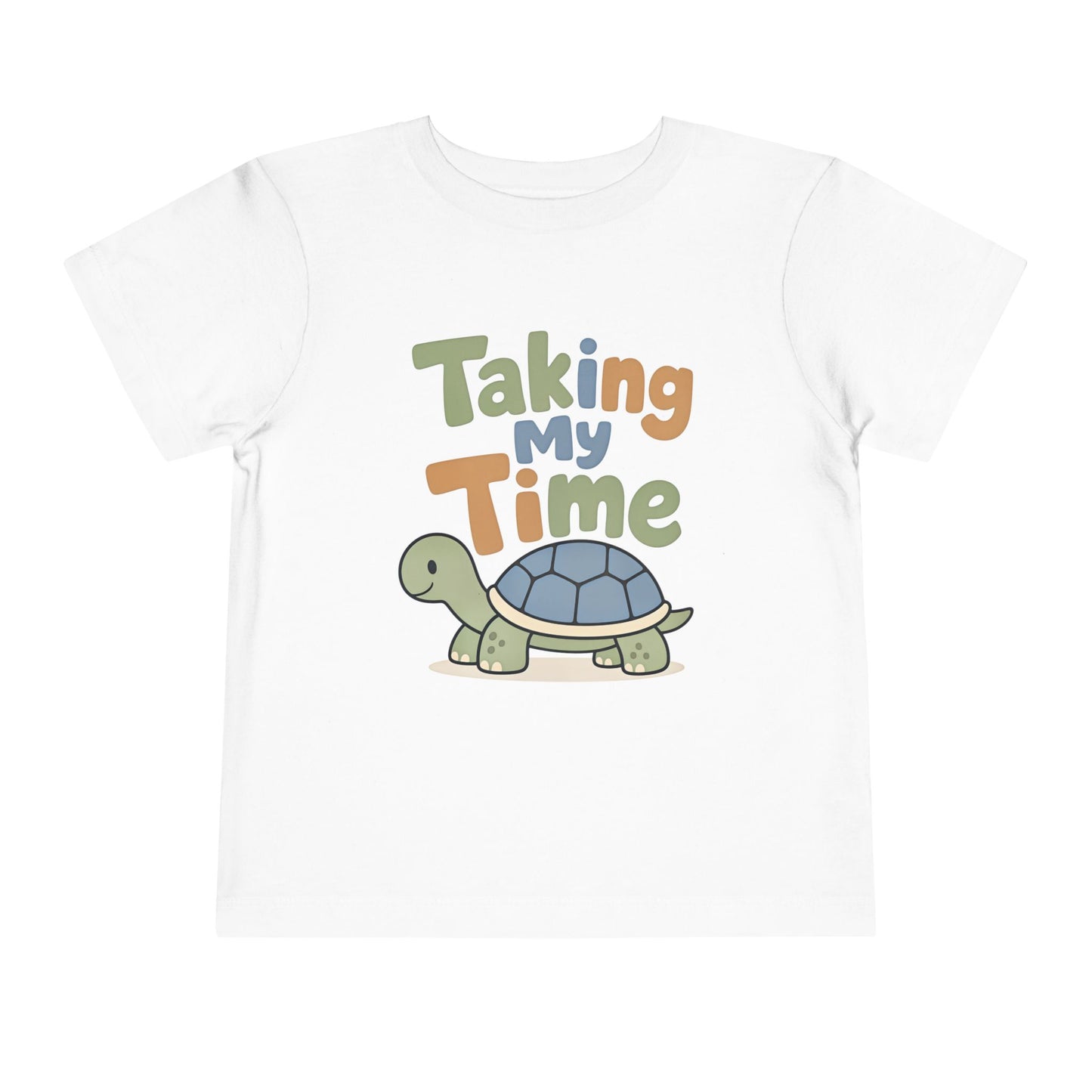 Toddler Tee — "Taking My Time" Turtle Cute Slow and Steady Kids Shirt - White, 4T image