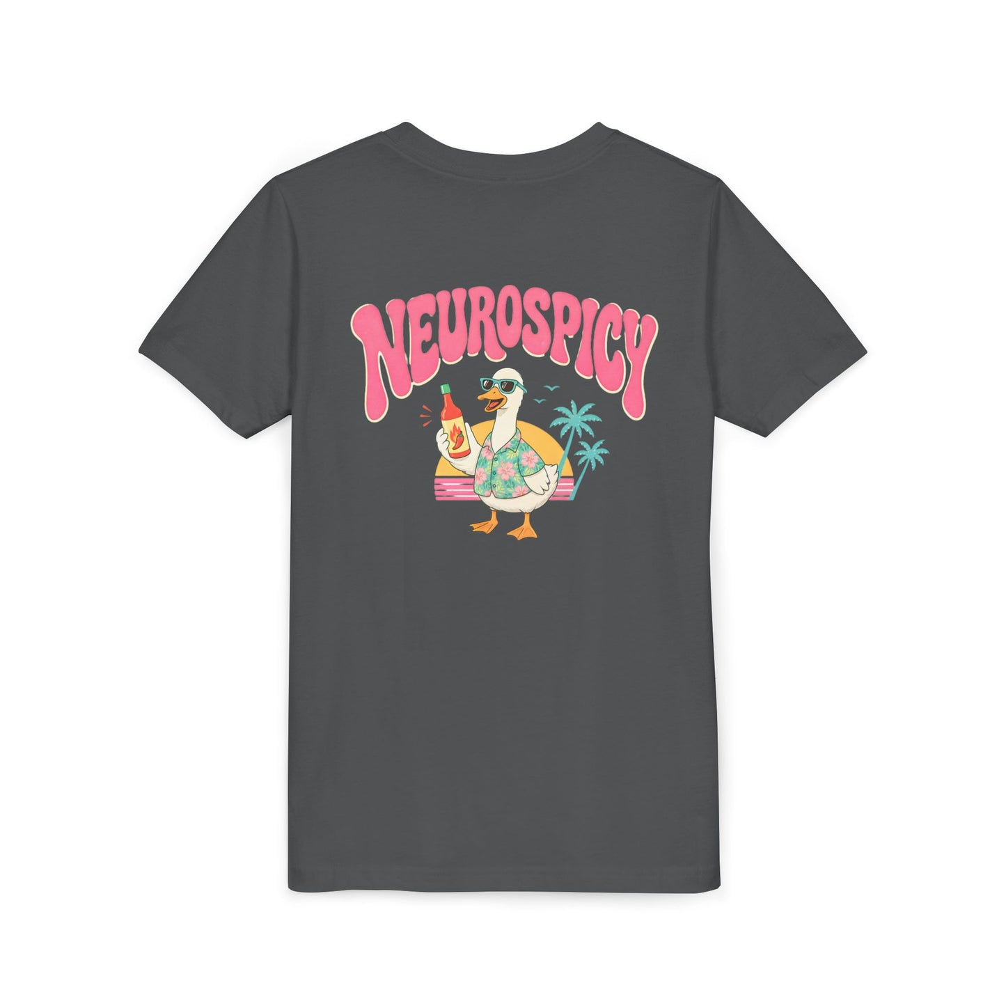 Neurospicy Silly Goose Youth Tee — Cute Tropical Graphic Kids T‑Shirt BACK PRINT
