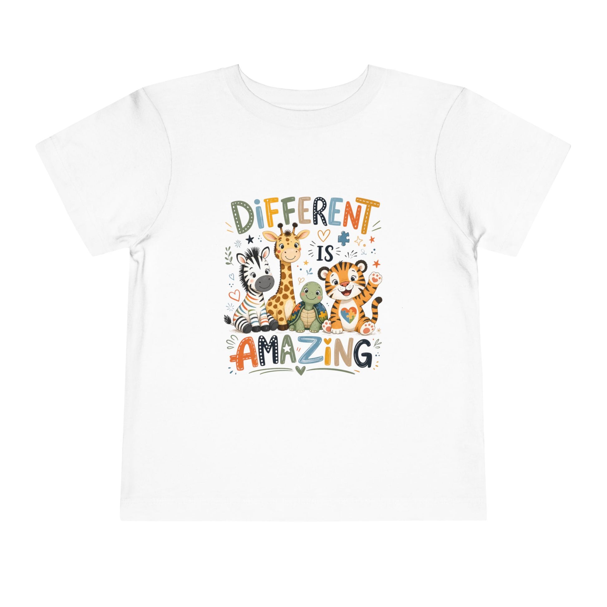 Different Is Amazing Toddler Shirt — Autism Awareness Kids Tee - White, 5T image