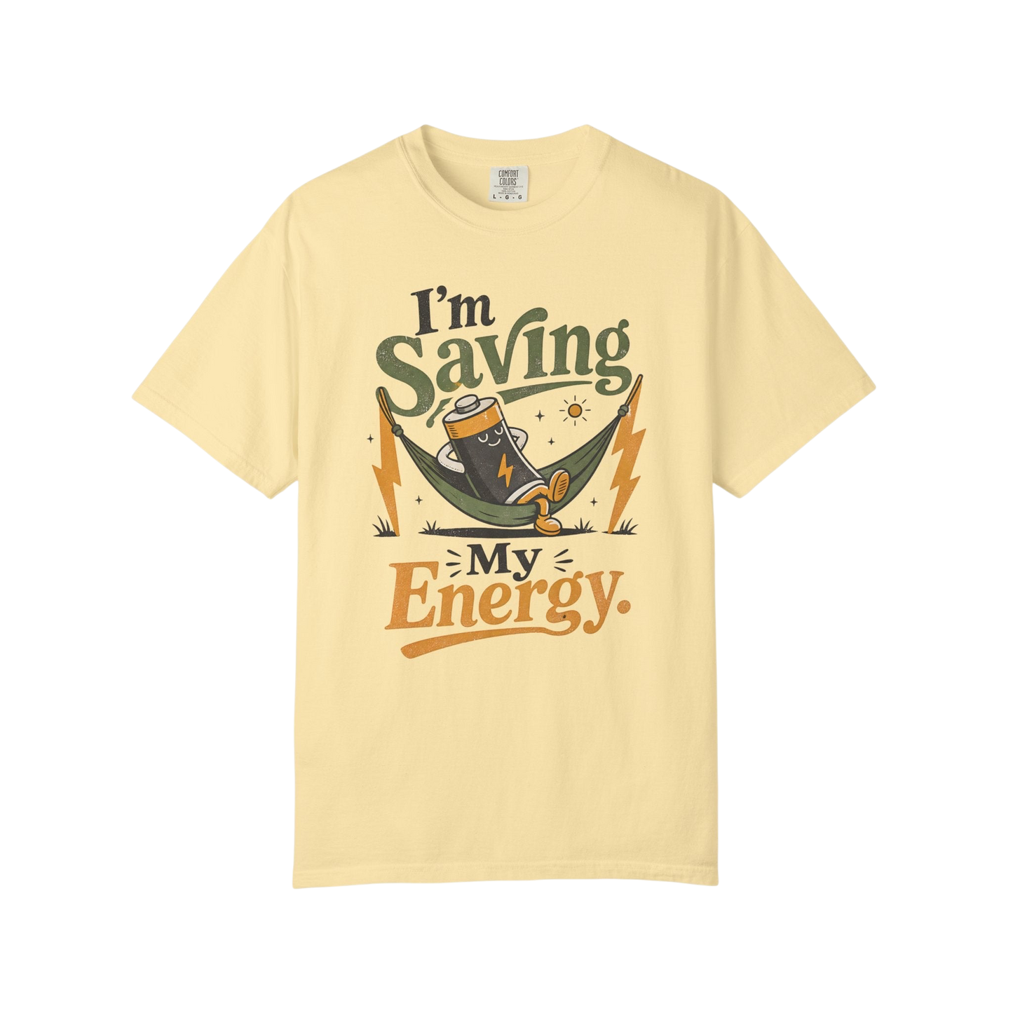 Saving My Energy T-Shirt — Funny Recharge Battery Graphic Tee