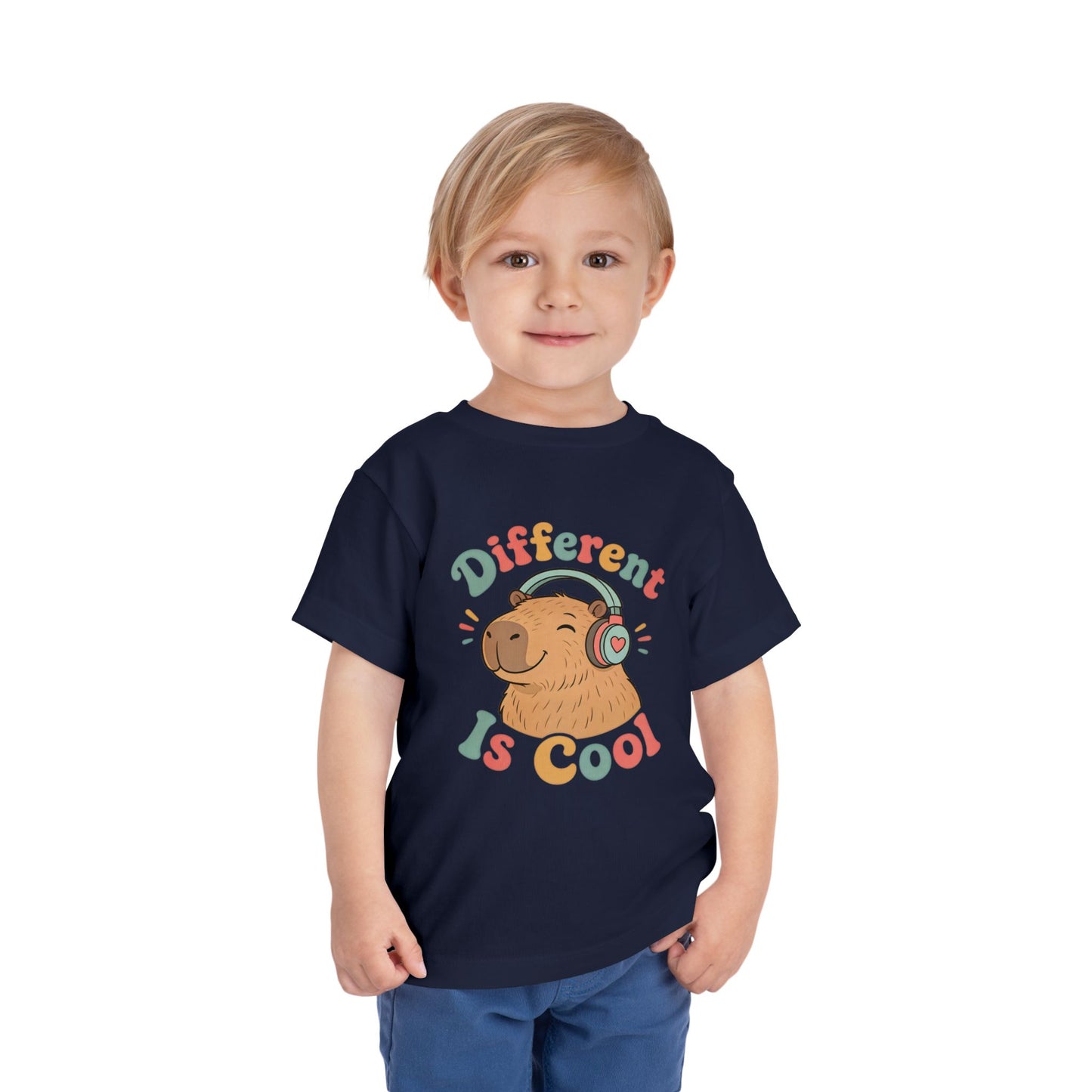 Toddler Tee — 'Different Is Cool' Capybara Graphic Kids Shirt image 22