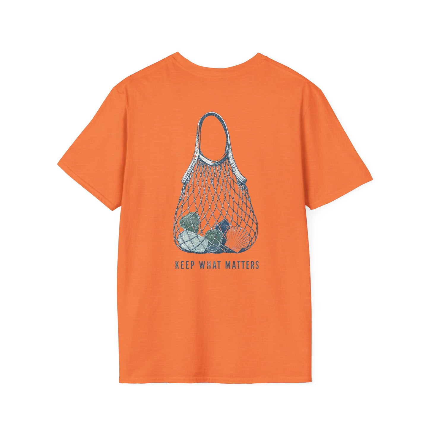 Keep What Matters Coastal Seashell Mesh Tote T-Shirt