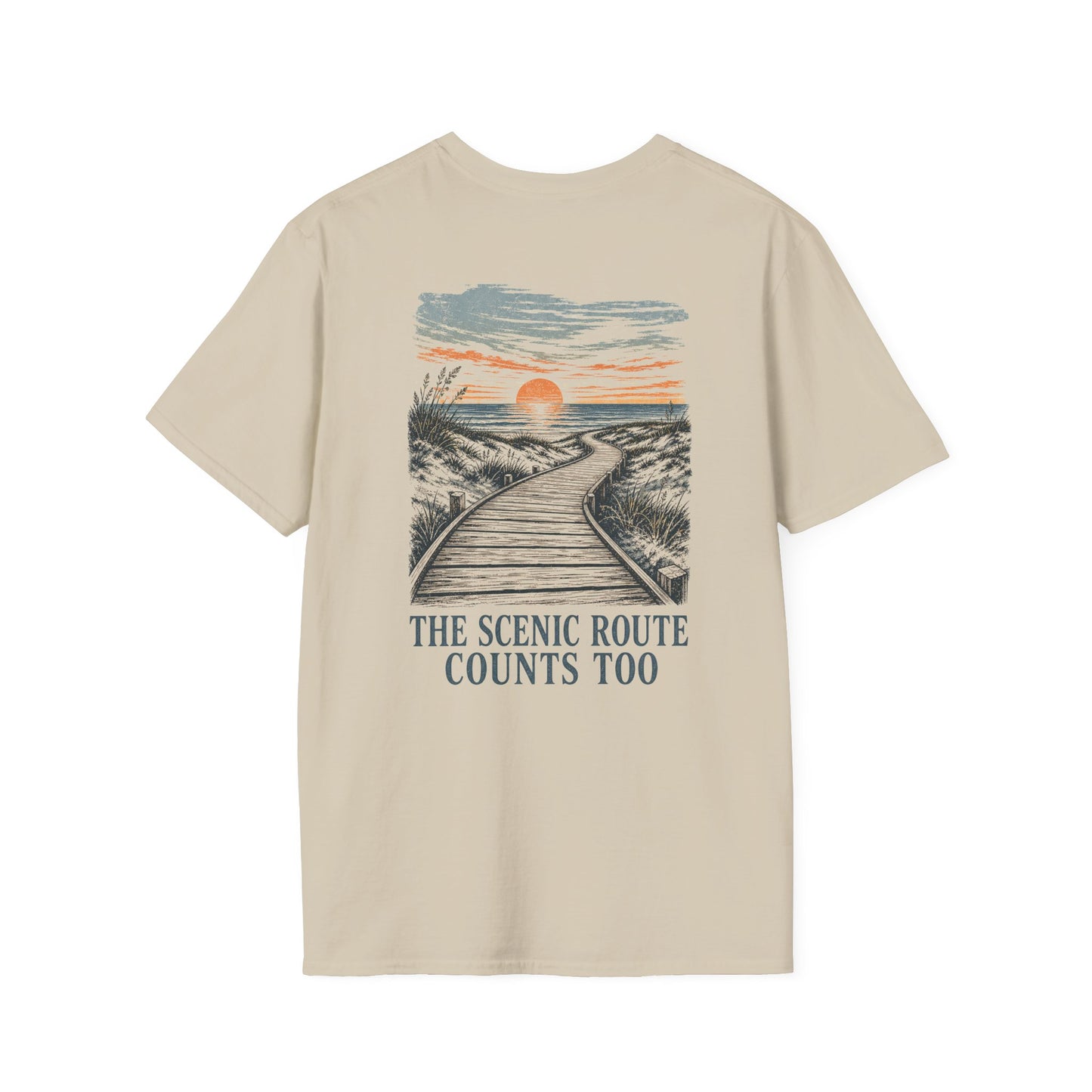 "The Scenic Route Counts Too" Vintage Boardwalk Graphic Tee