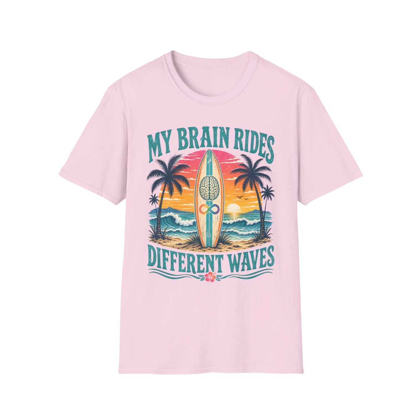 Graphic T-Shirt — "My Brain Rides Different Waves" Surf Retro Tee