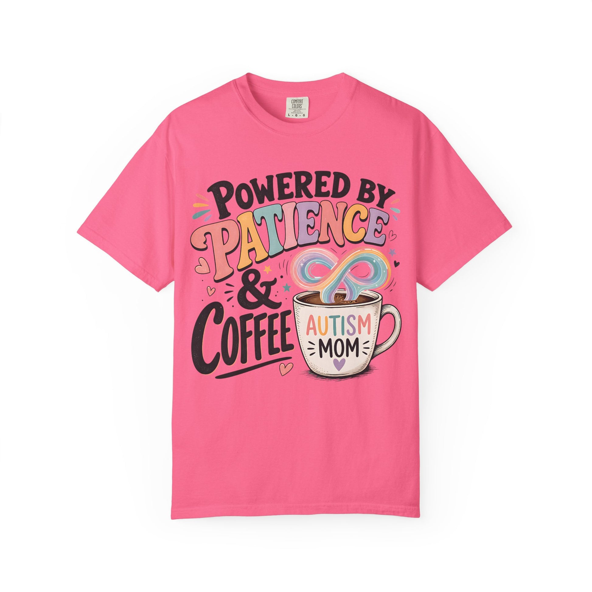 Autism Mom T-Shirt — "Powered by Patience &amp; Coffee" Graphic Tee image