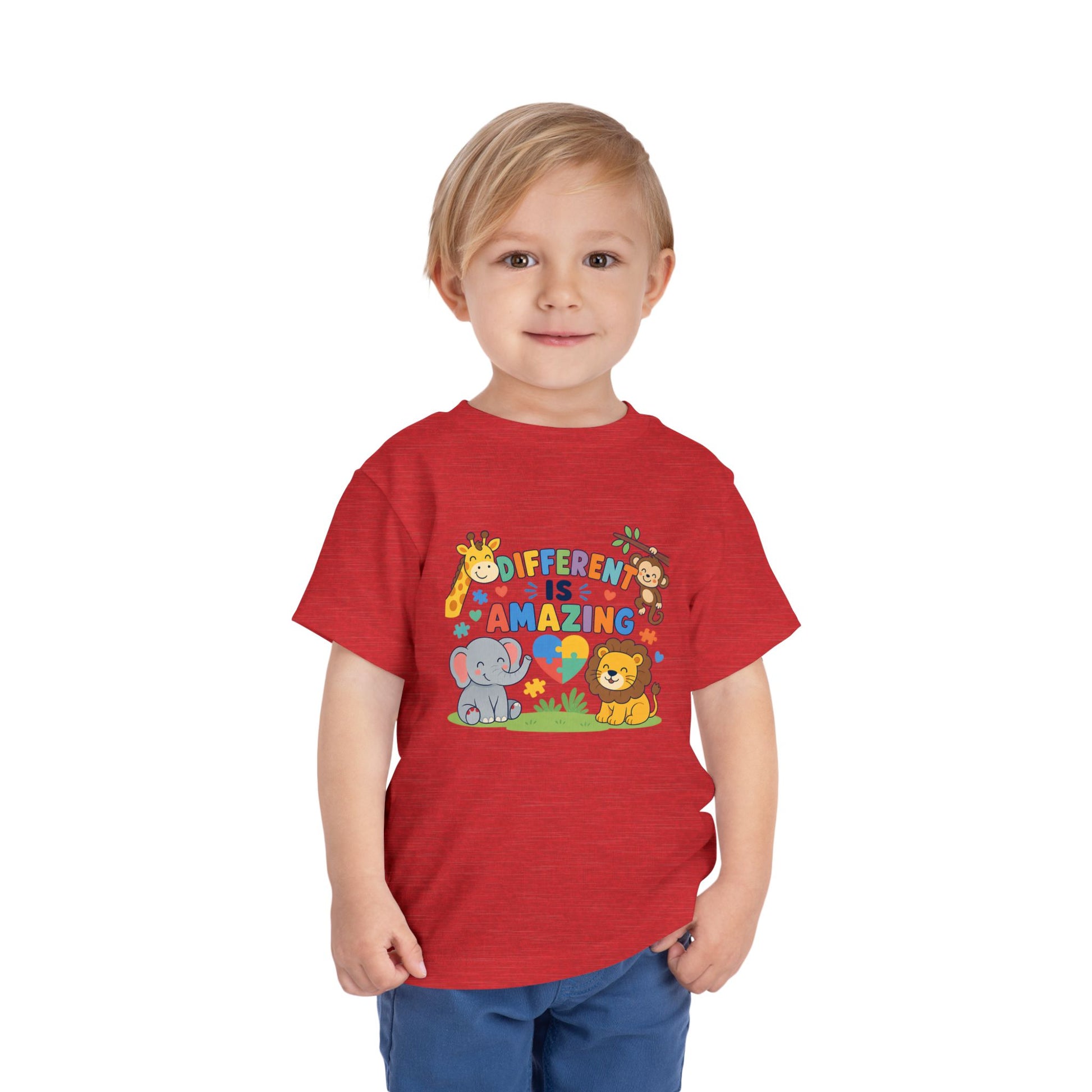 Toddler Tee — "Different Is Amazing" Jungle Animals Graphic image 37