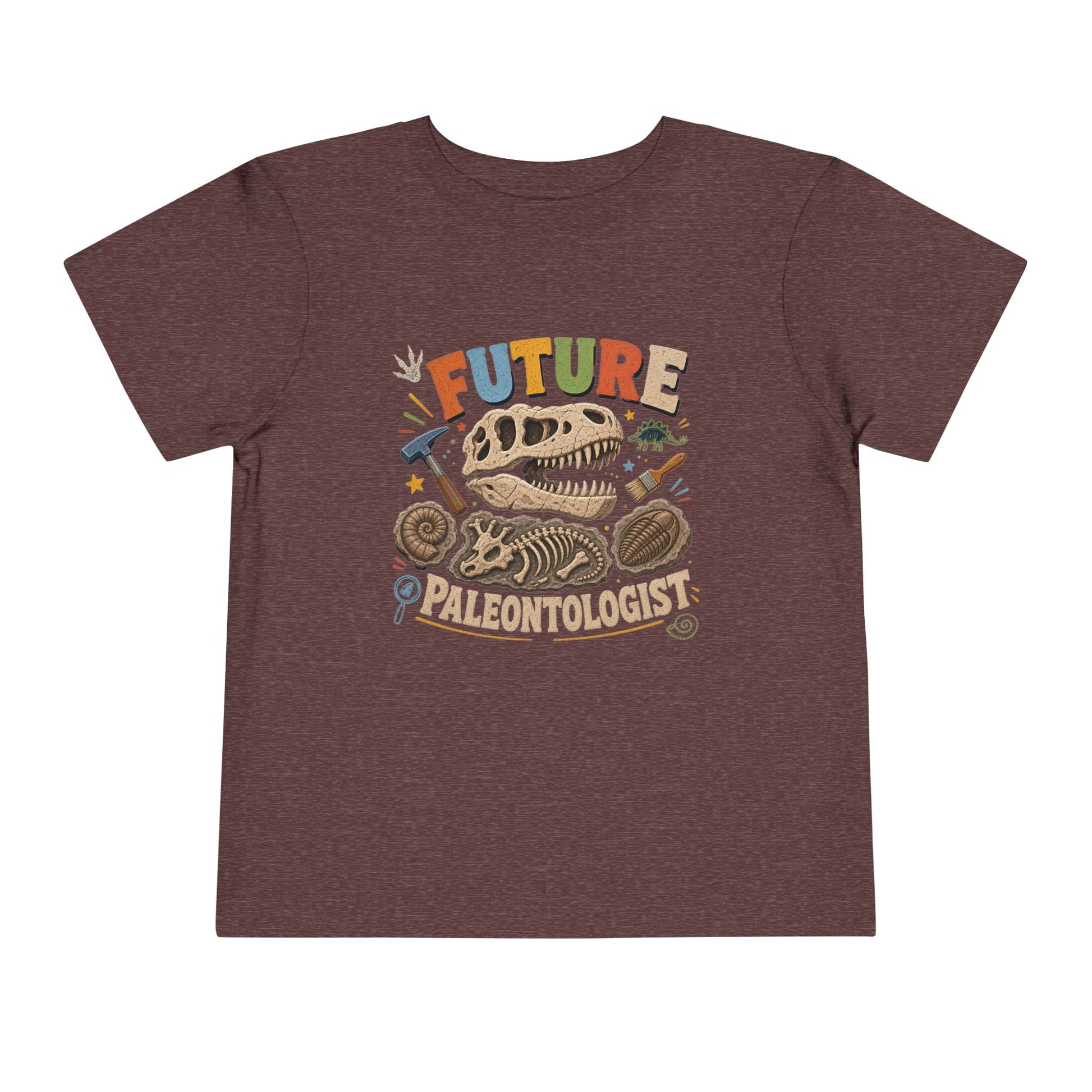 Future Paleontologist Toddler Tee — Dinosaur Fossil Graphic Shirt - Heather Maroon, 2T image
