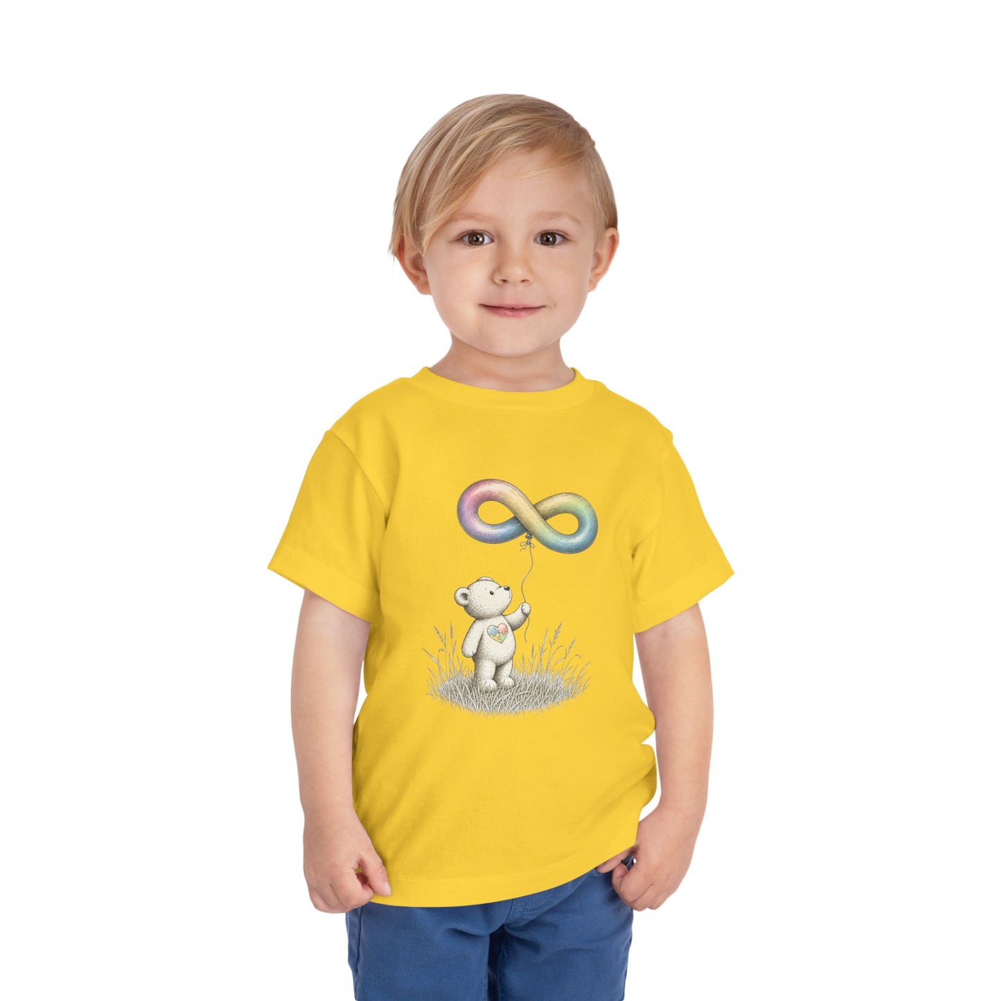 Toddler Tee — Bear Holding Rainbow Infinity Balloon Cute Kids Shirt image 9