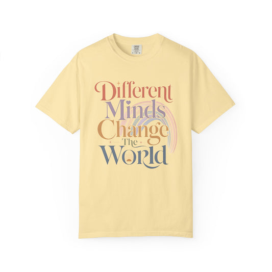 Different Minds Change the World T-Shirt — Inspirational Retro Typography Tee image 0