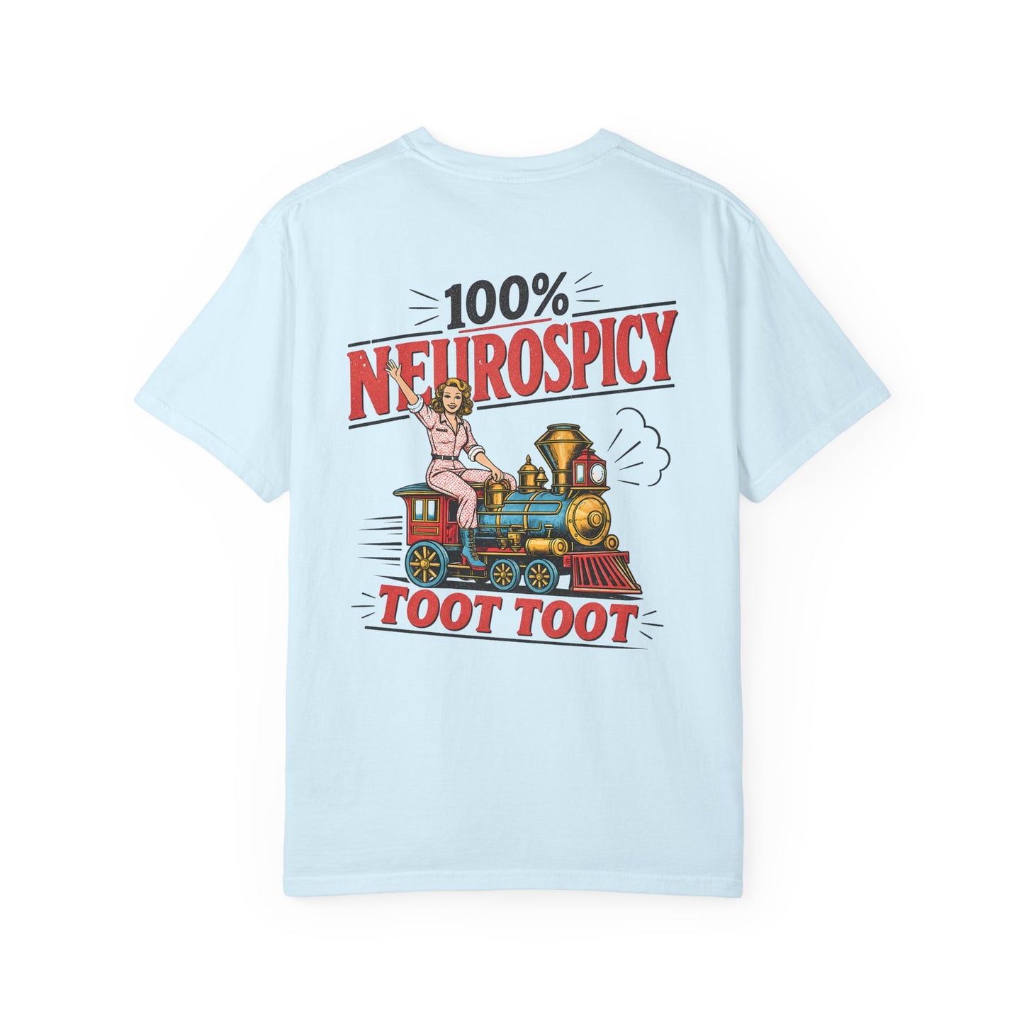 100% Neurospicy T-Shirt — Vintage Train 'Toot Toot' Graphic Tee BACK PRINT