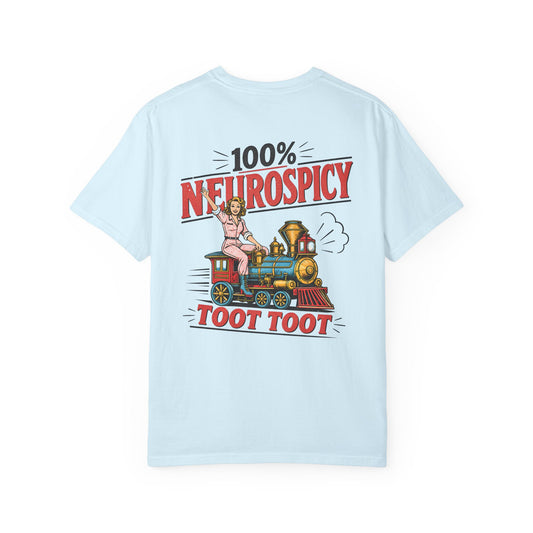100% Neurospicy T-Shirt — Vintage Train 'Toot Toot' Graphic Tee BACK PRINT
