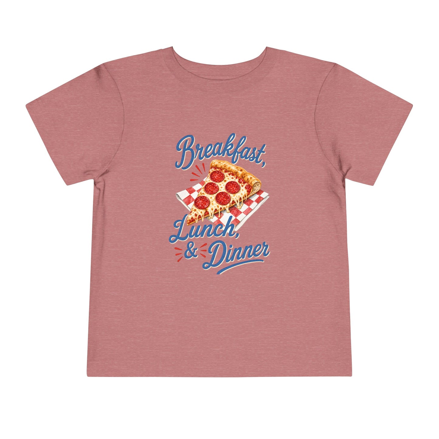 "Breakfast, Lunch & Dinner" Pizza Graphic Toddler Tee