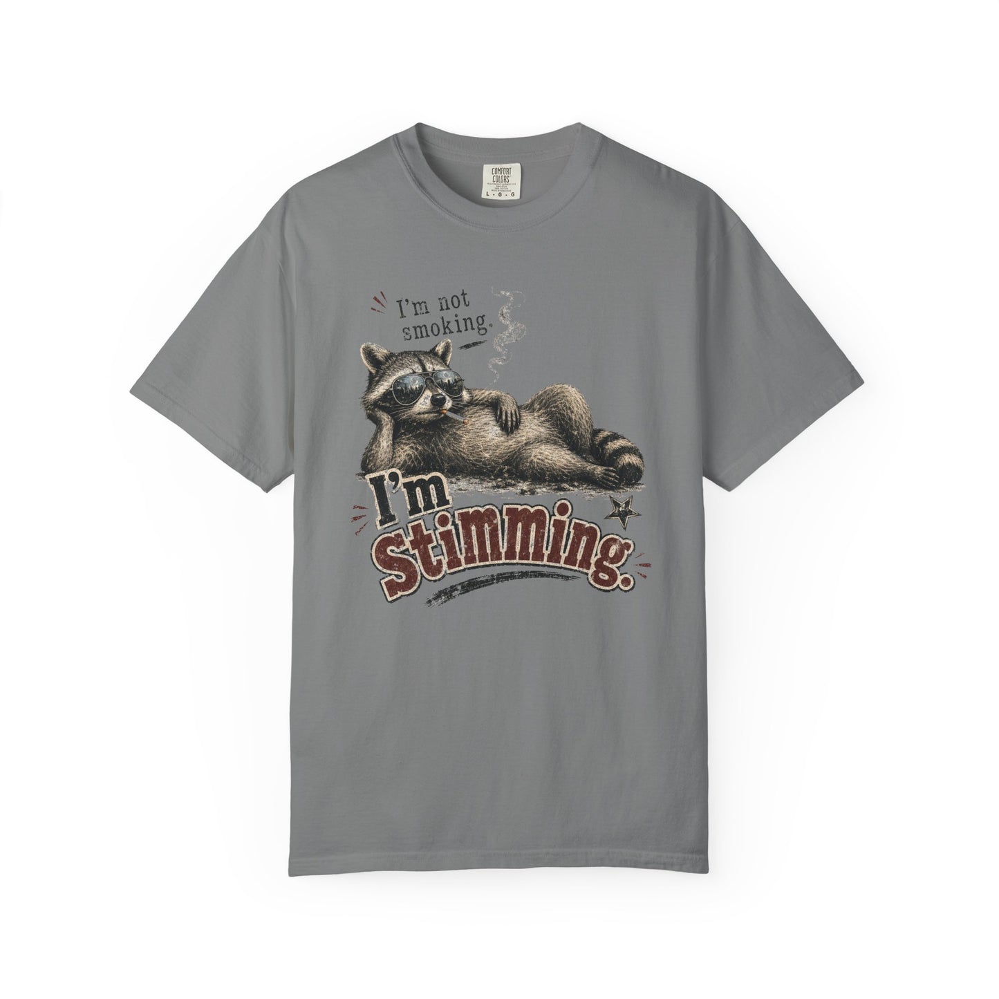 Raccoon 'I'm Stimming' Graphic T-Shirt — Funny Neurodiversity Pride Tee