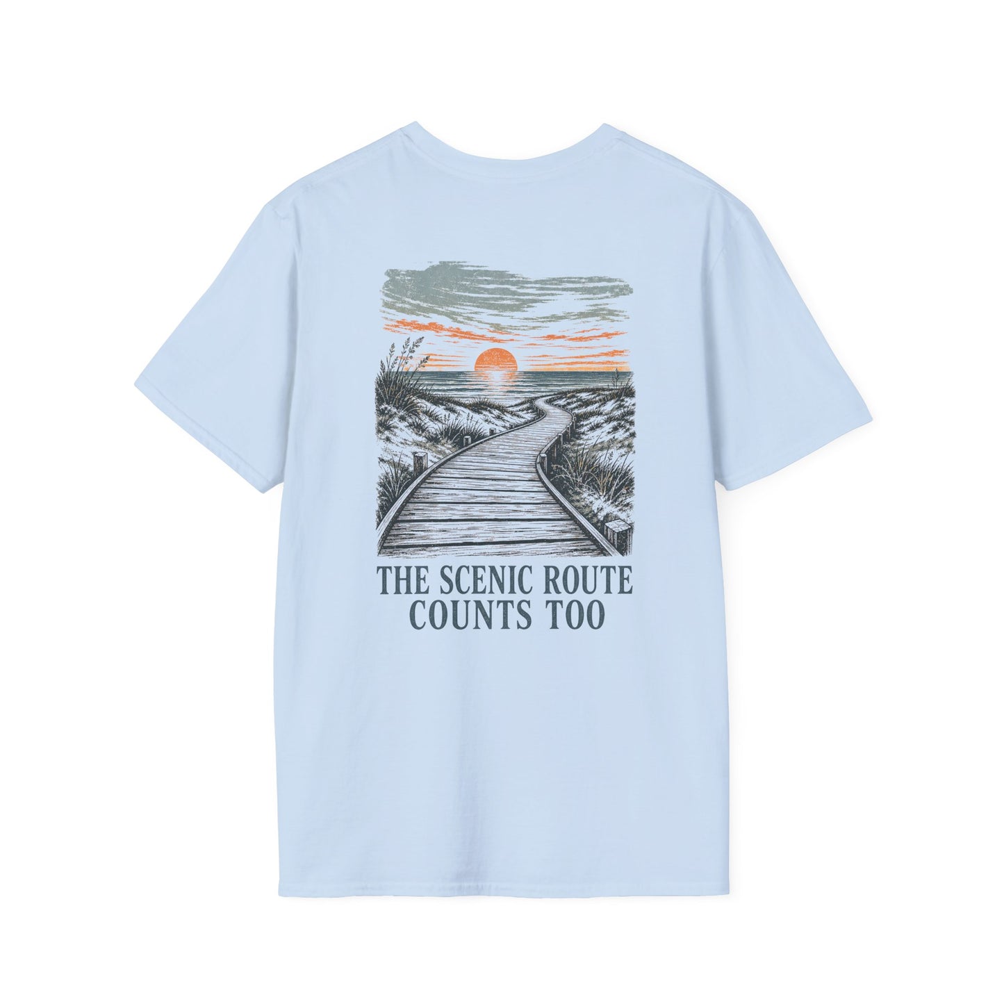 "The Scenic Route Counts Too" Vintage Boardwalk Graphic Tee